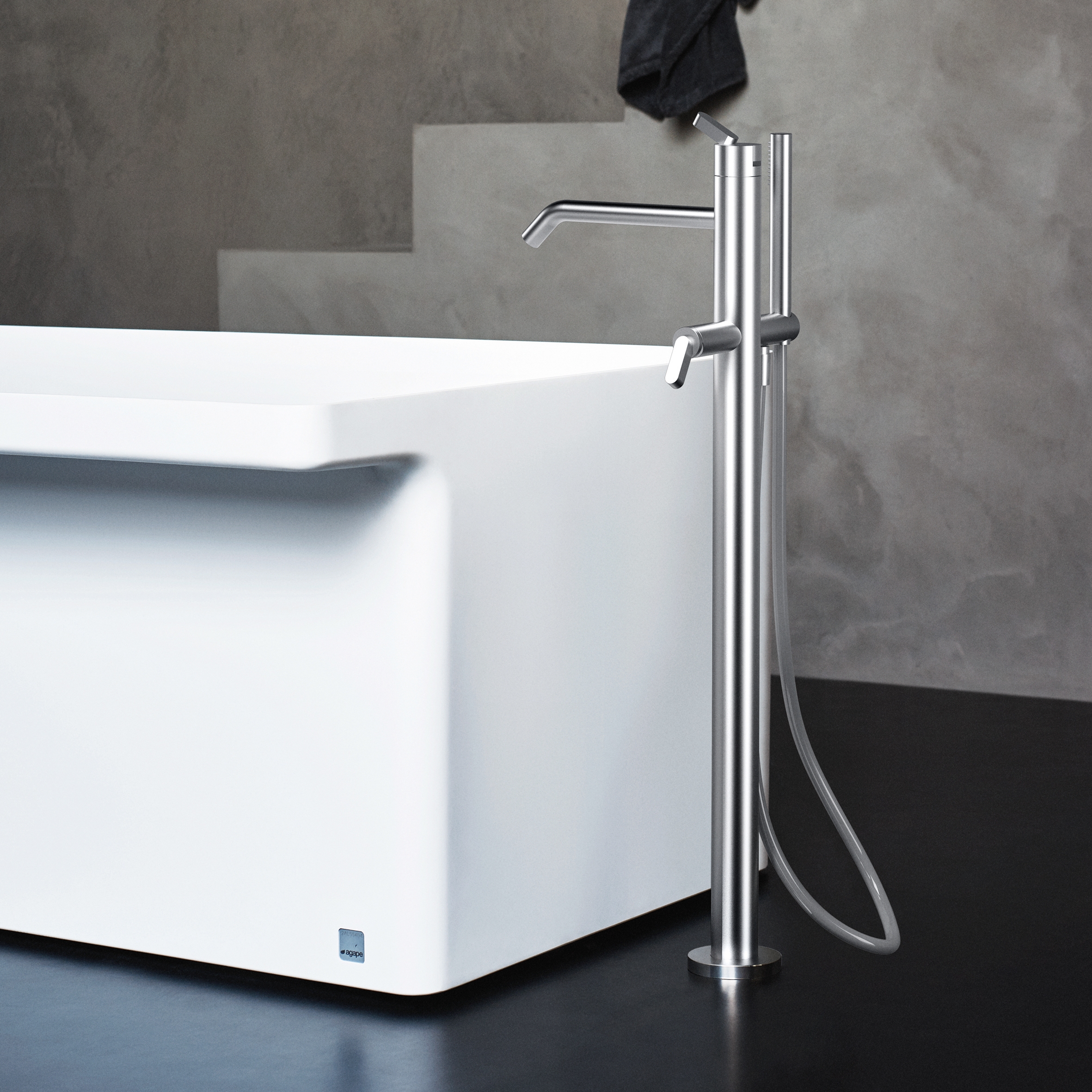 Produkt Square floor standing bathtub mixer tap with shower des Herstellers Agape anzeigen