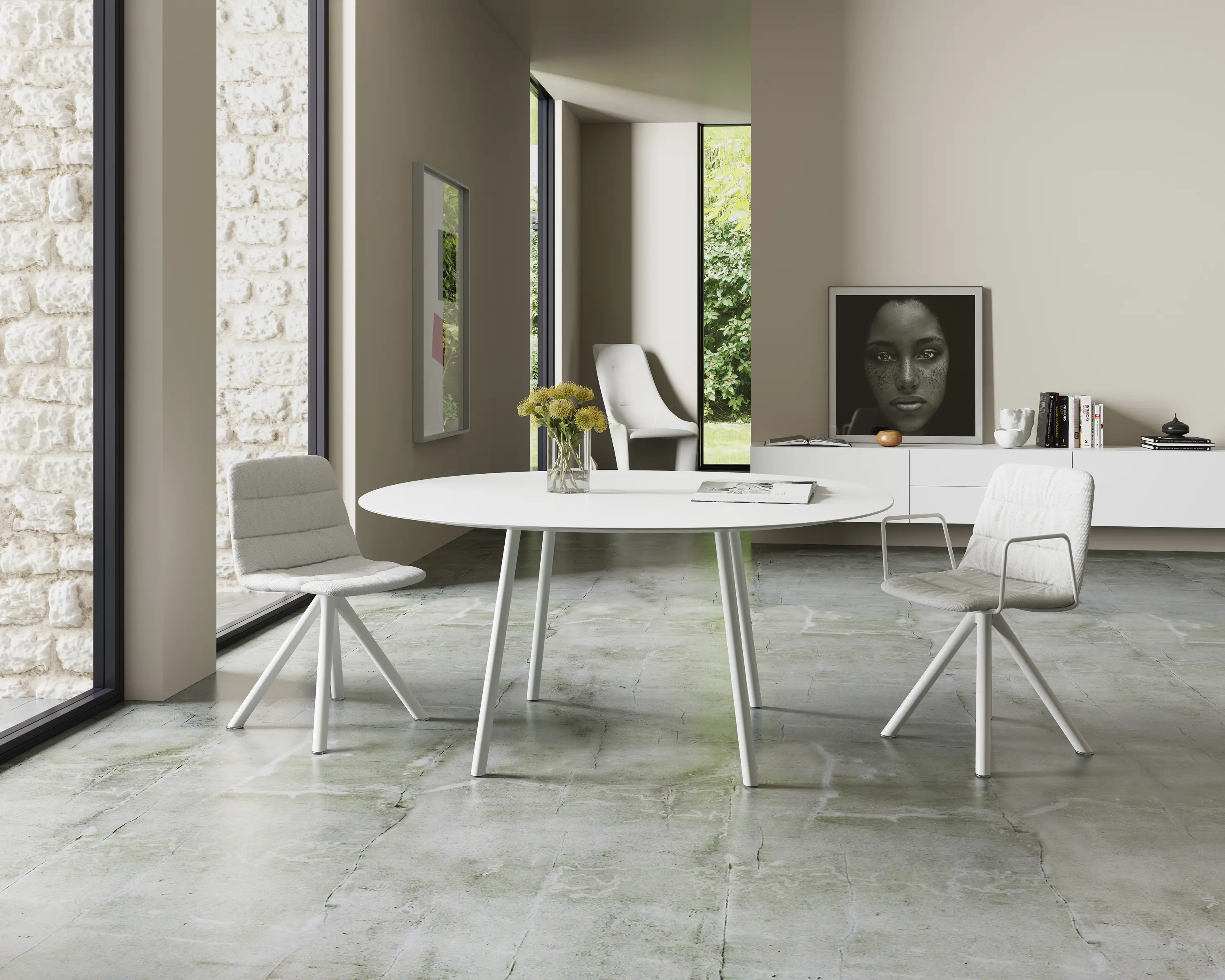 viccarbe - Maarten Plastic stool - four wooden legs base counter height