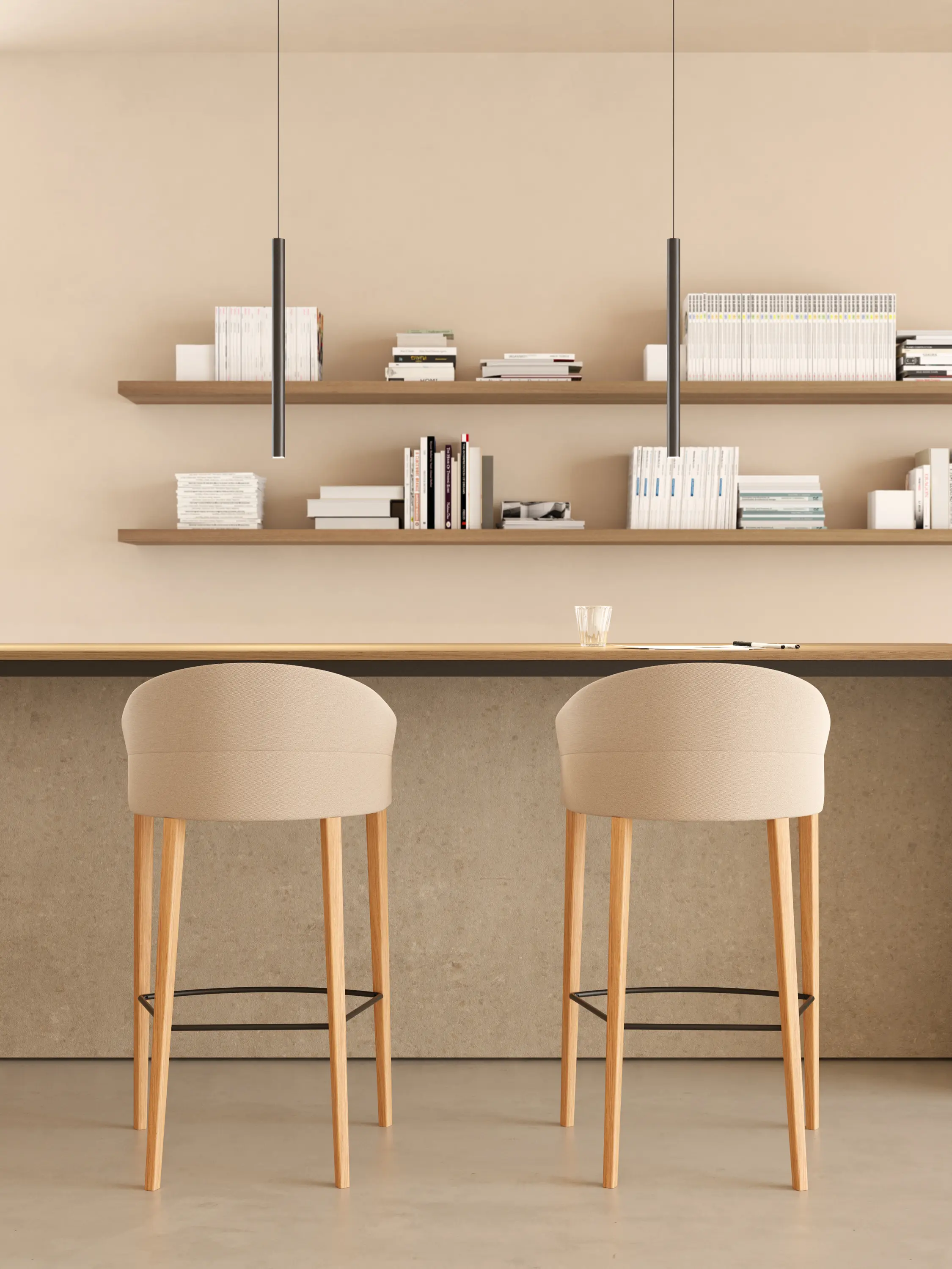 viccarbe - Copa stool - fixed base counter height smooth upholstery