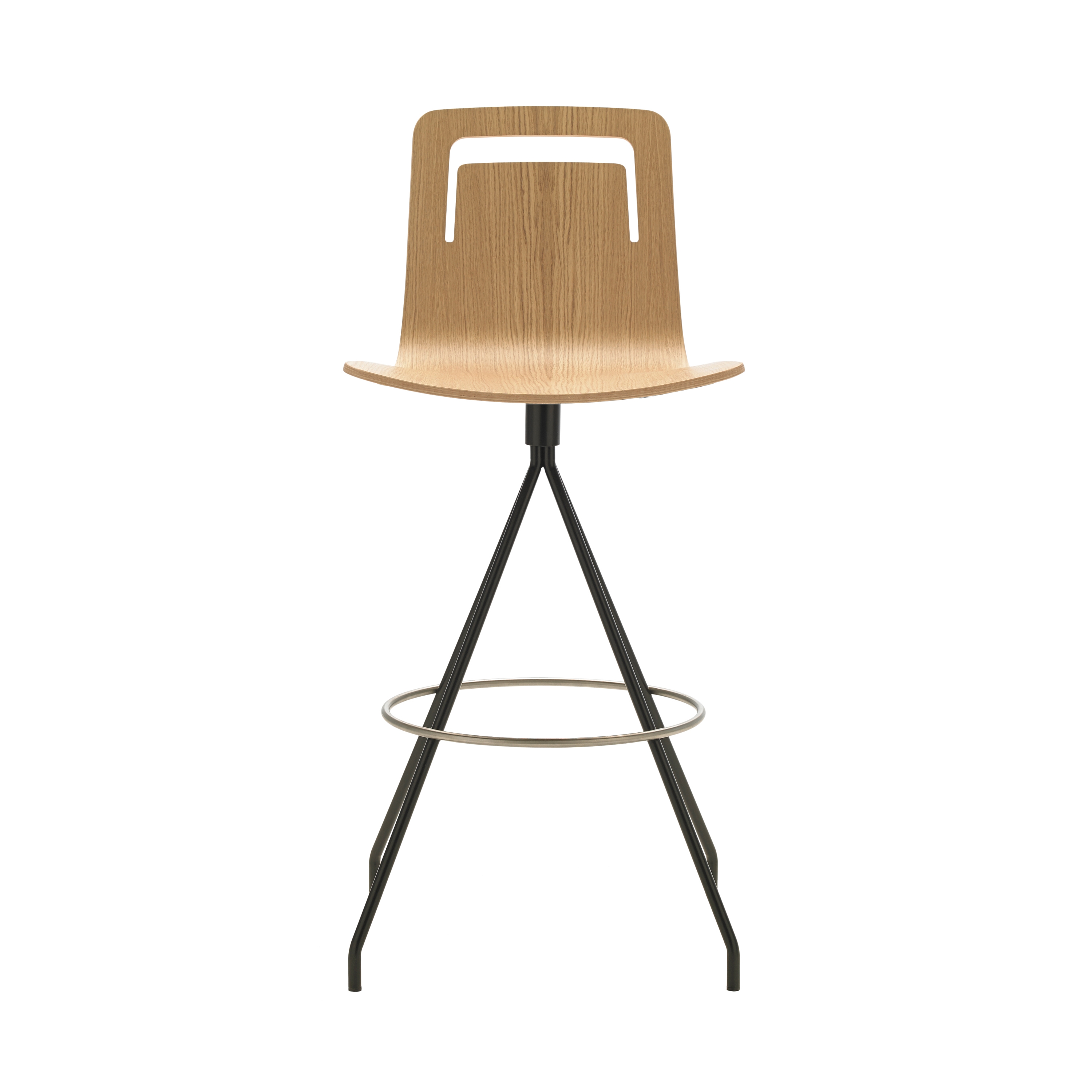 Klip stool - swivel base bar height & stained seat with handle
