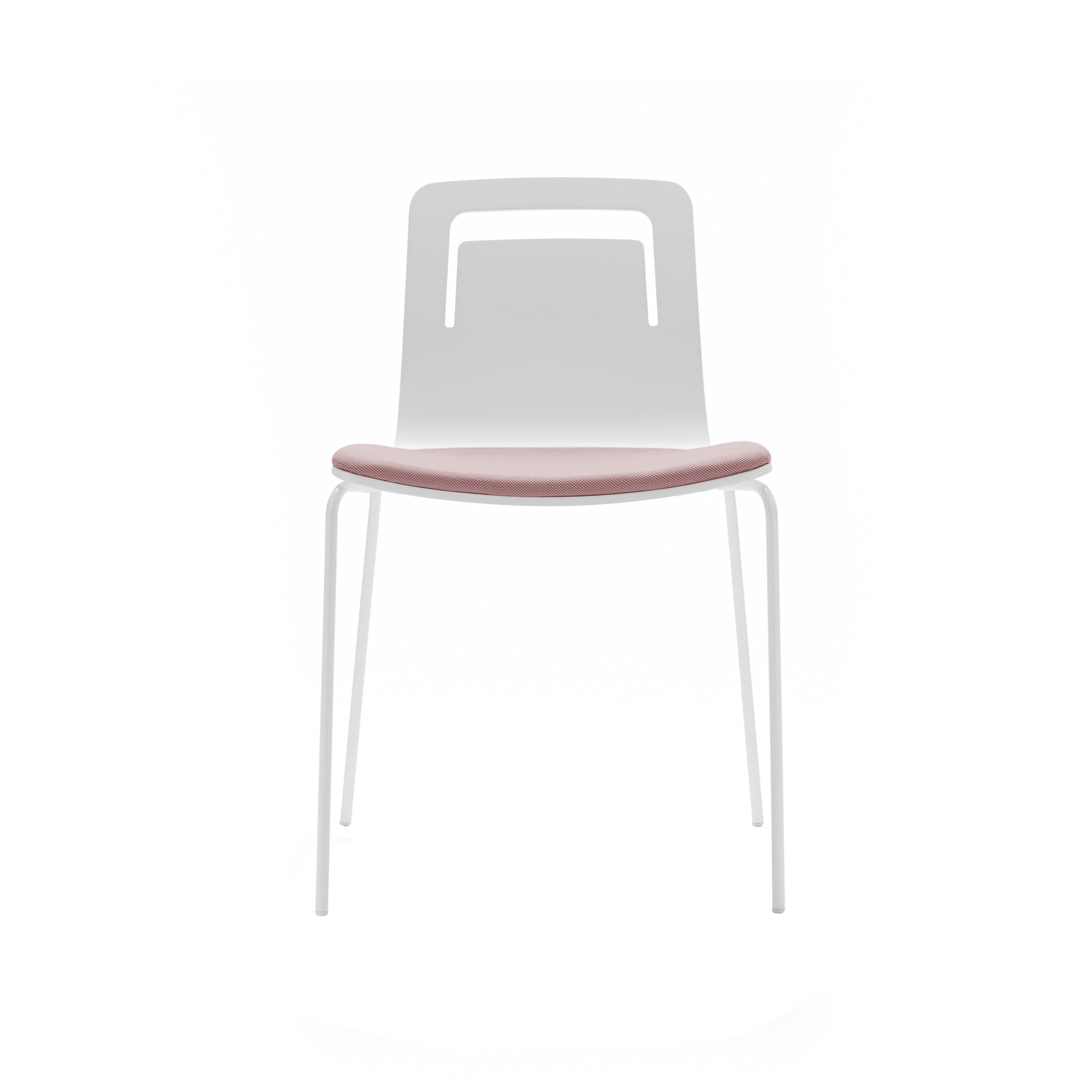 Klip chair - four metal legs base & stained seat with handle and cushion