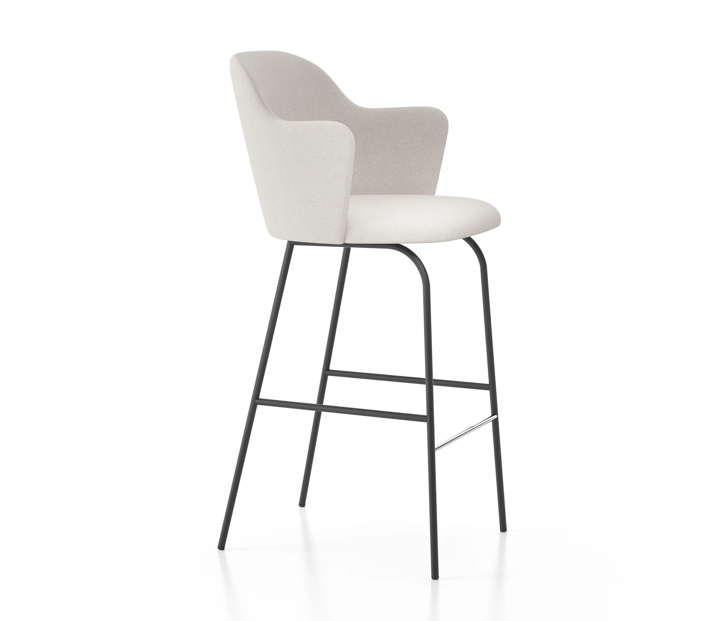 viccarbe - Aleta stool - fixed base bar height & high backrest with armrest
