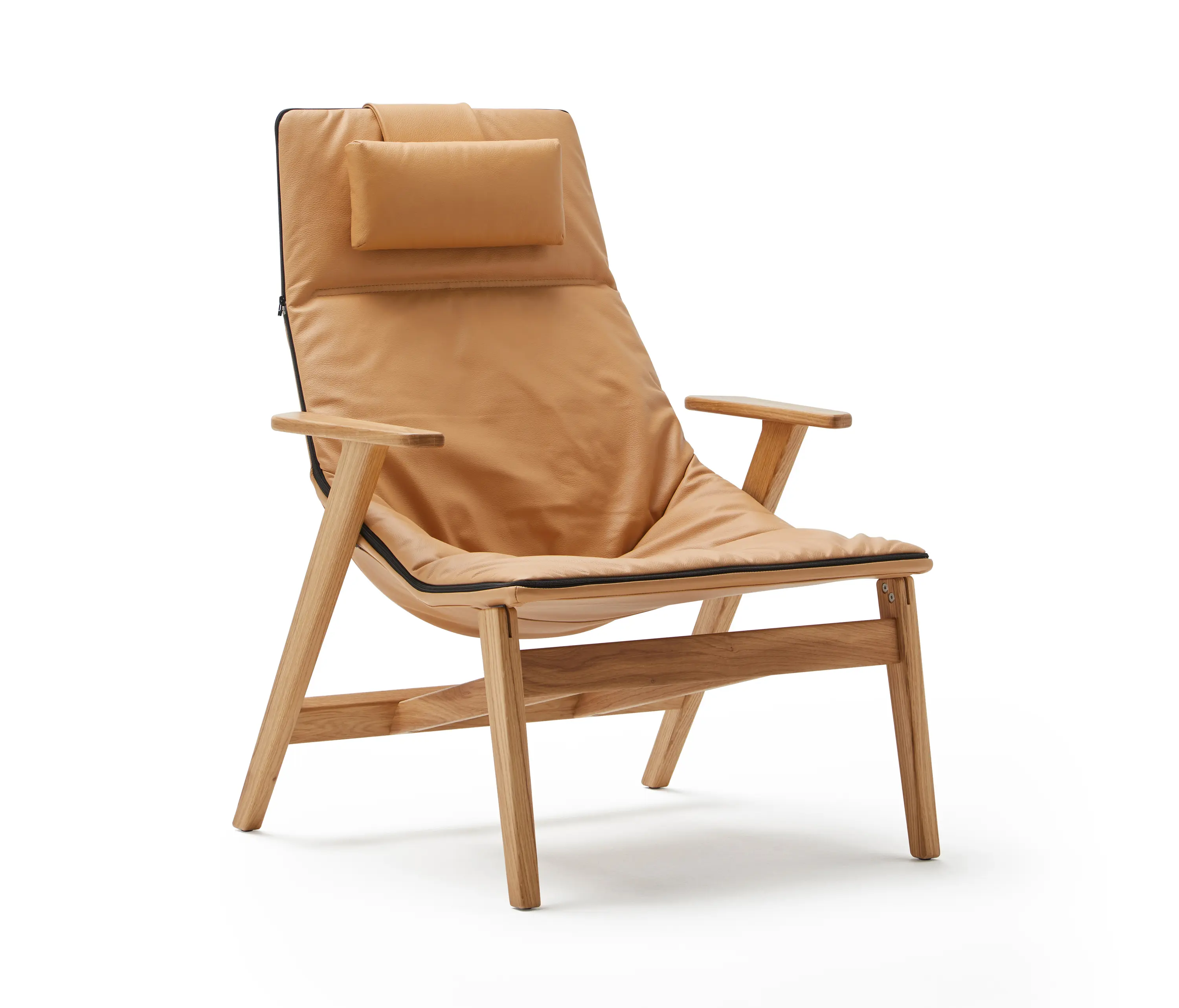 viccarbe - Ace lounge with wooden base, armrest & headrest