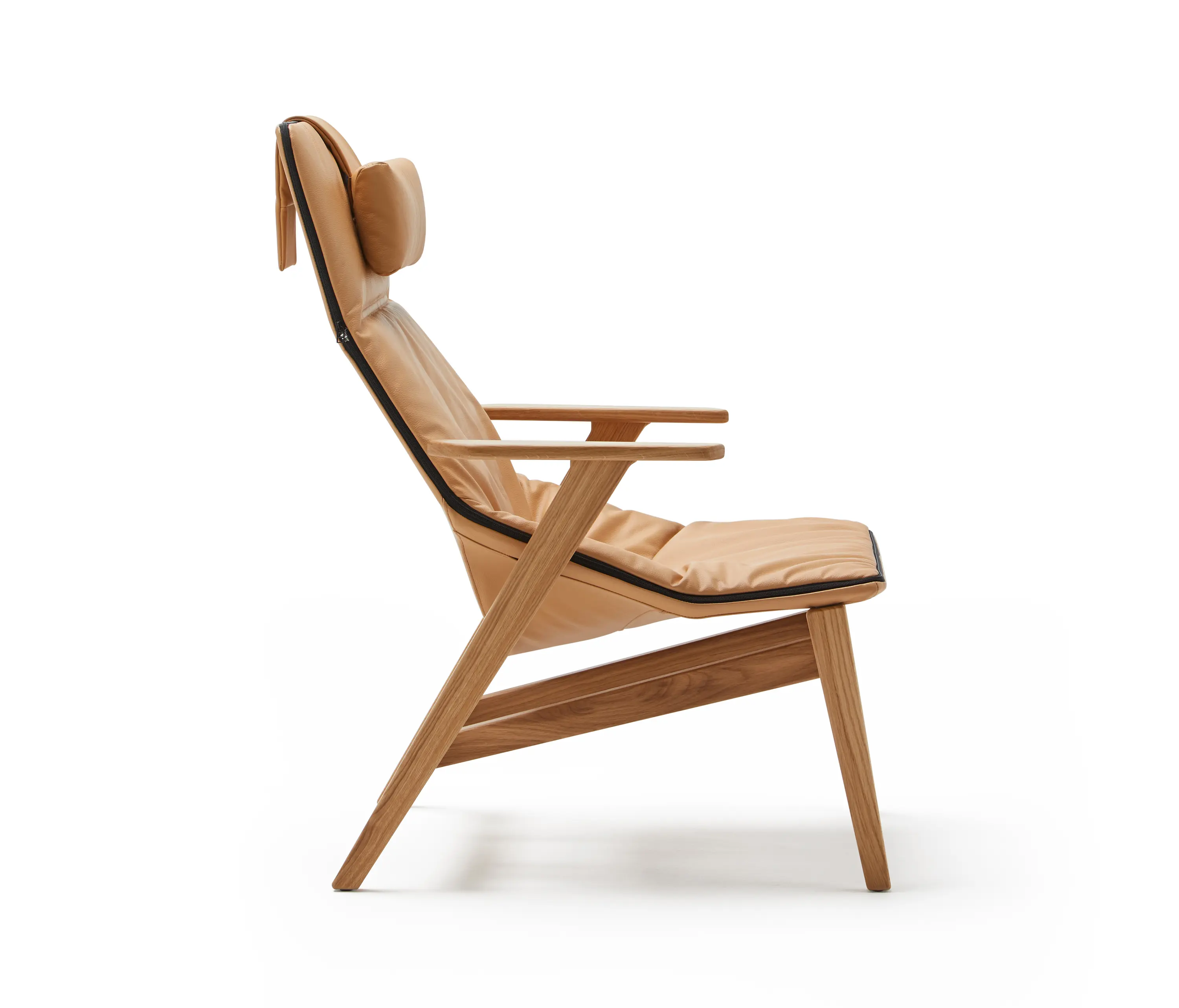viccarbe - Ace lounge with wooden base, armrest & headrest