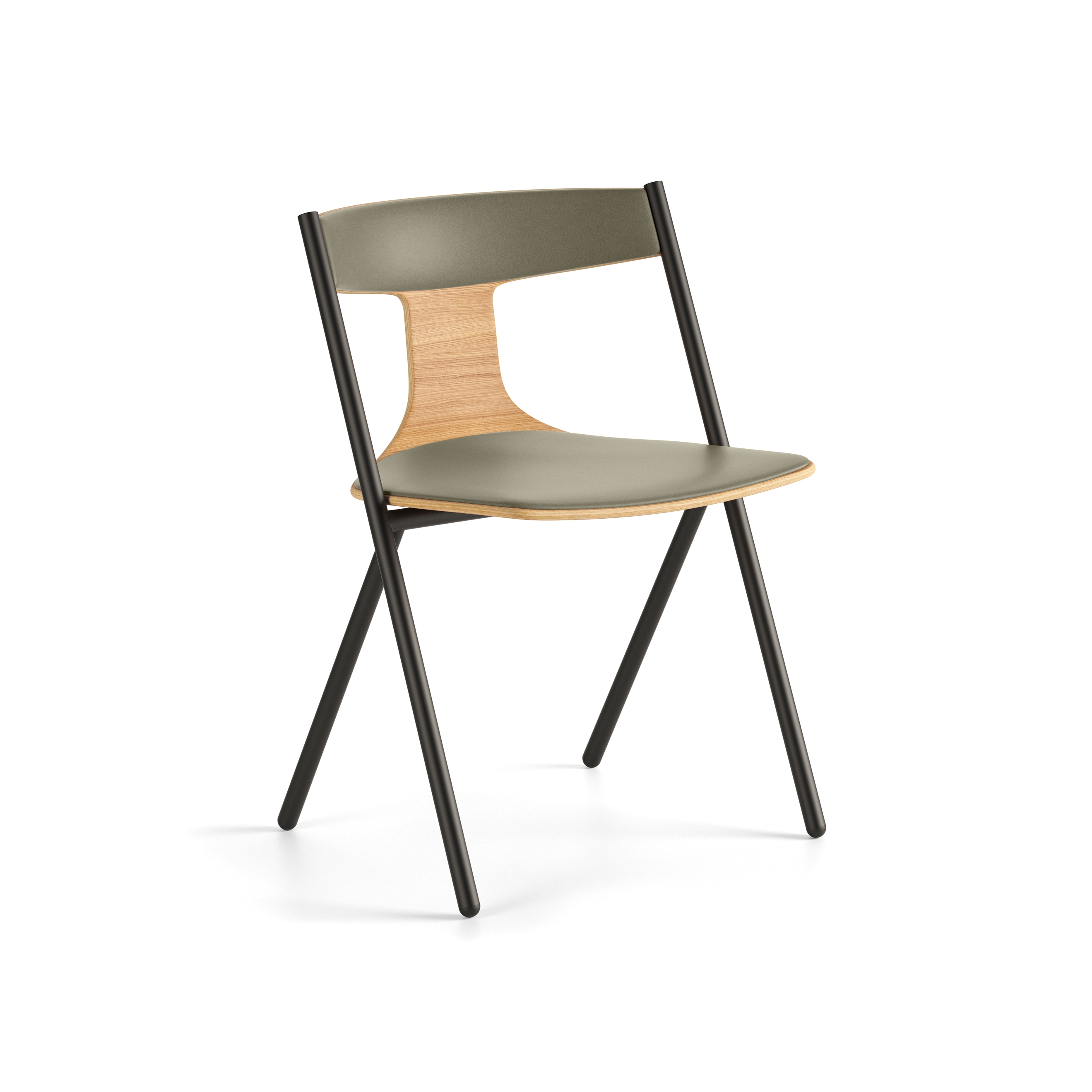 Quadra chair with cushion and upholstered backrest