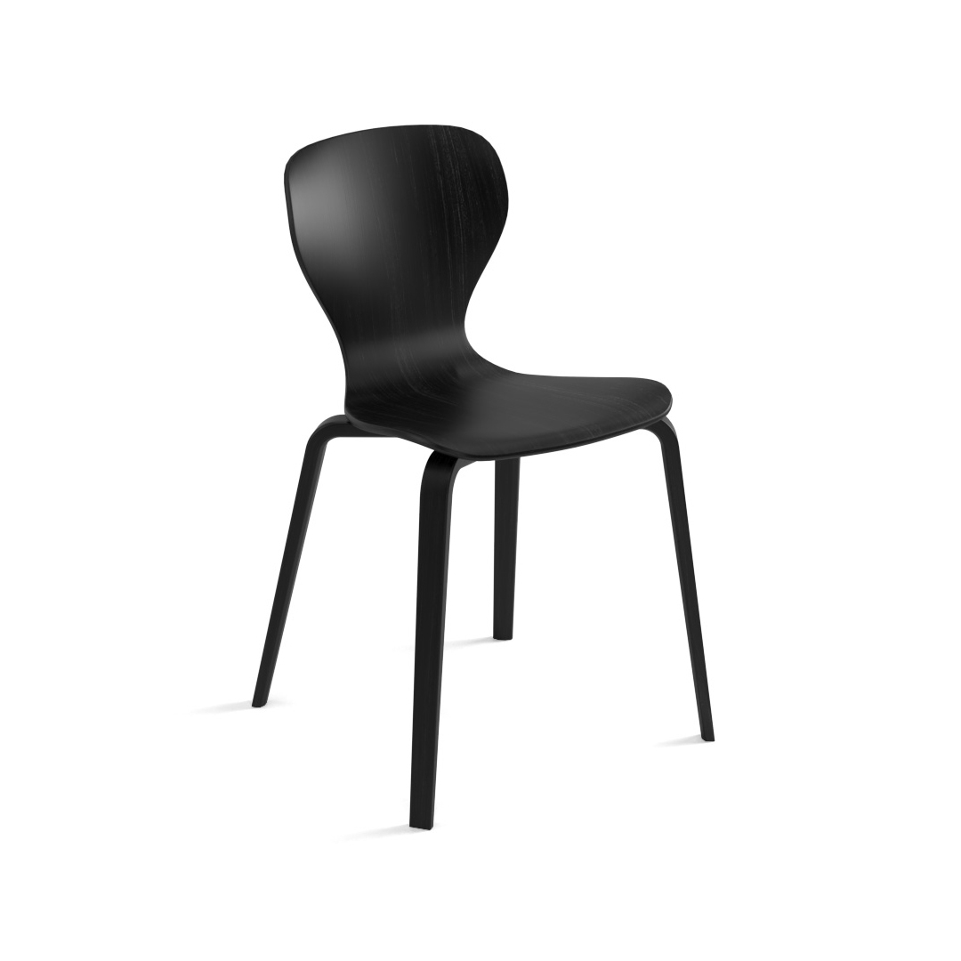 Ears chair - four upholstered wooden legs base