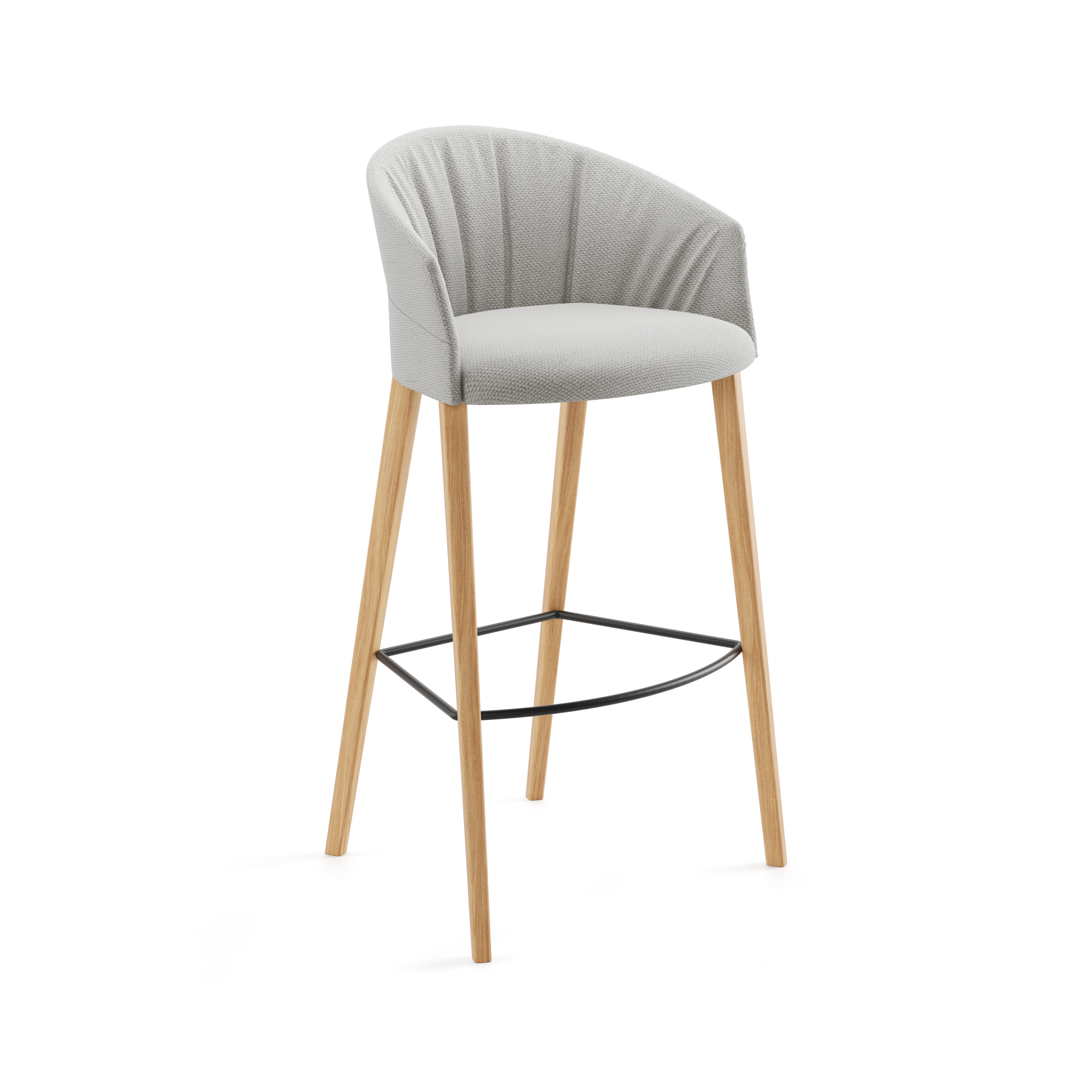 Copa stool - four wooden legs base bar height soft upholstery