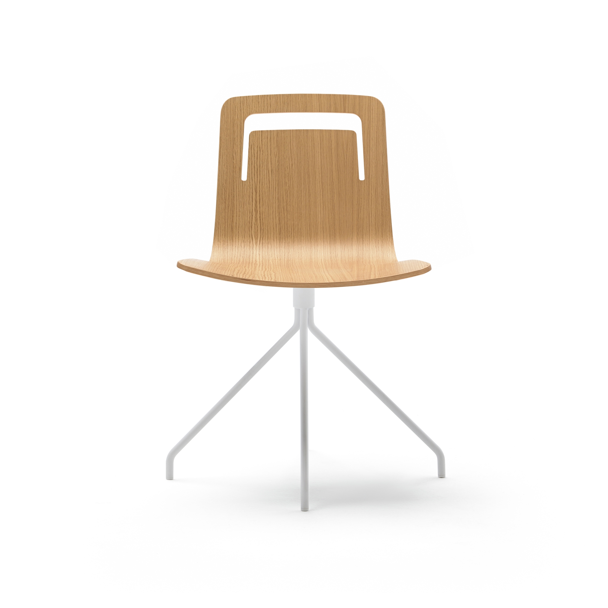 Klip chair - swivel base & stained / lacquered seat with handle