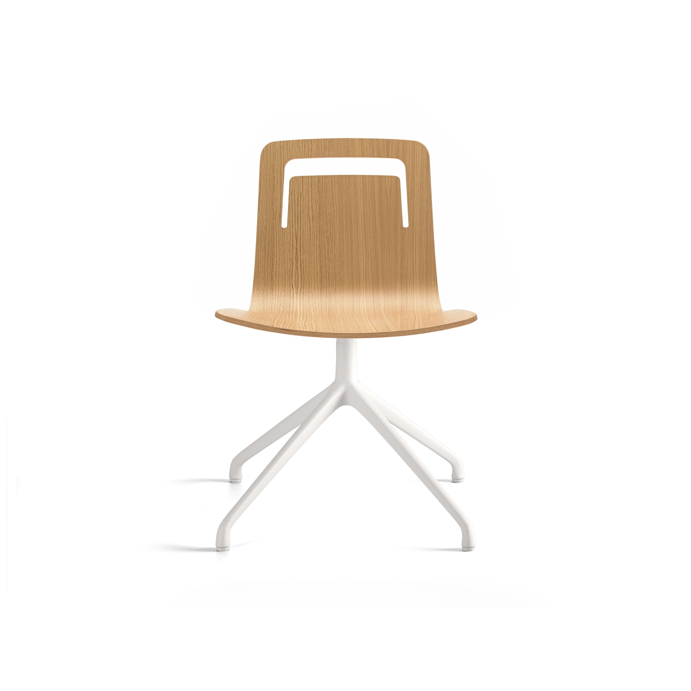 Display product Klip chair - pyramid swivel base & stained / lacquered seat with handle from manufacturer viccarbe
