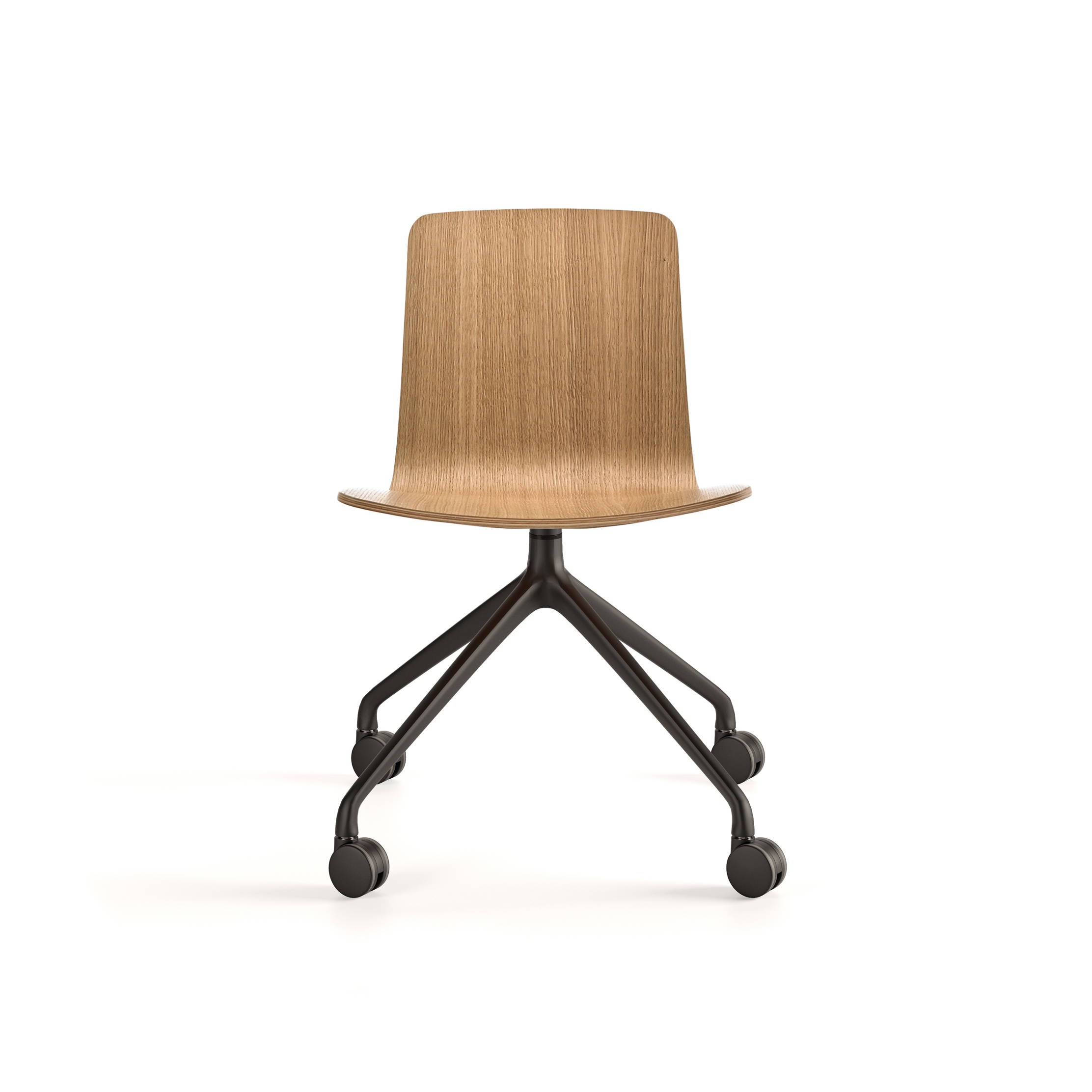 Klip chair - pyramid swivel with casters base & stained / lacquered seat