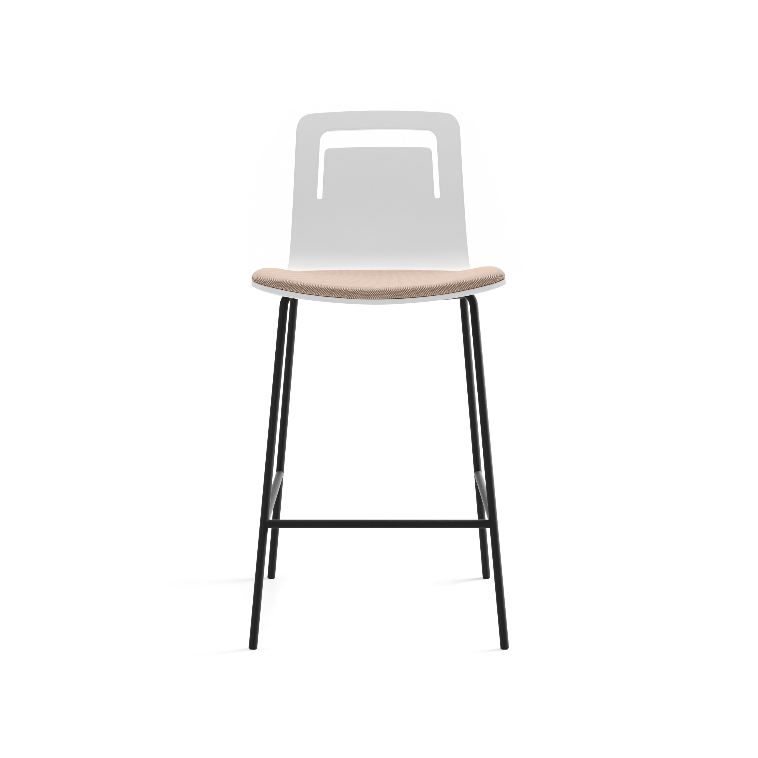 Klip stool - fixed base counter height & lacquered seat with handle and cushion