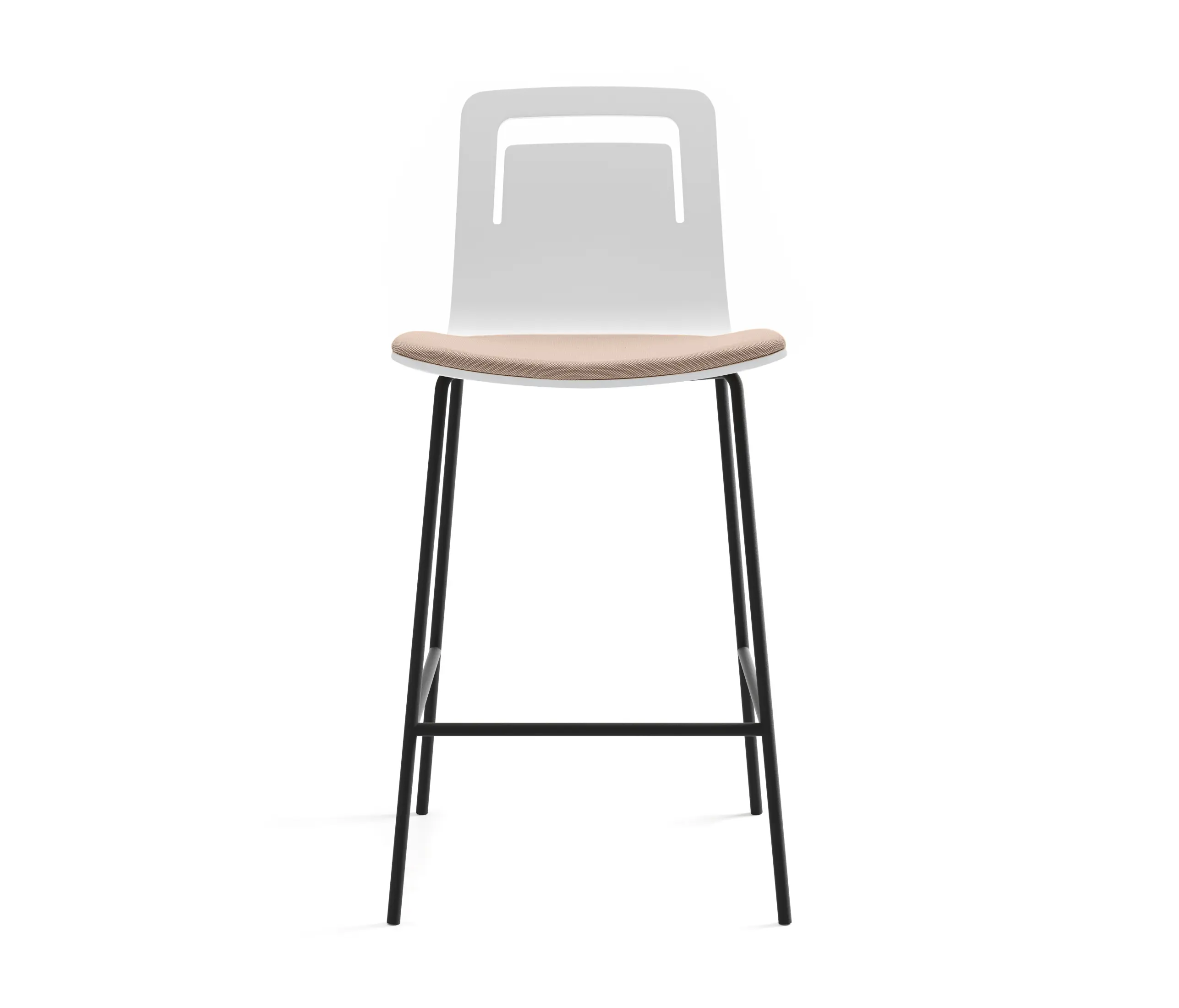 viccarbe - Klip stool - fixed base counter height & lacquered seat with handle and cushion