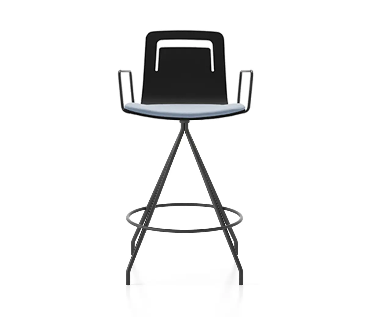 viccarbe - Klip stool - swivel base counter height & lacquered seat with handle and cushion