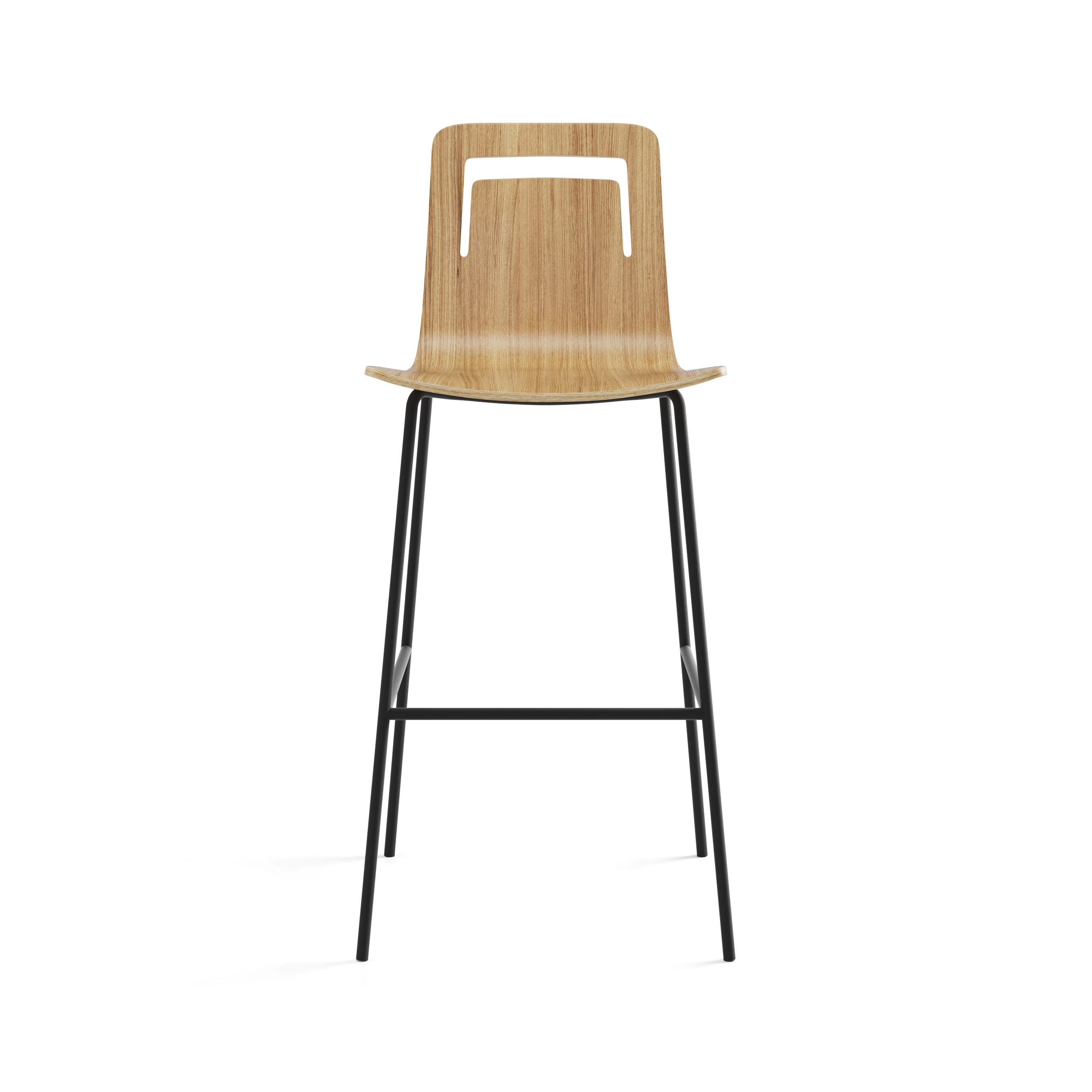 Klip stool - fixed base bar height & stained seat with handle