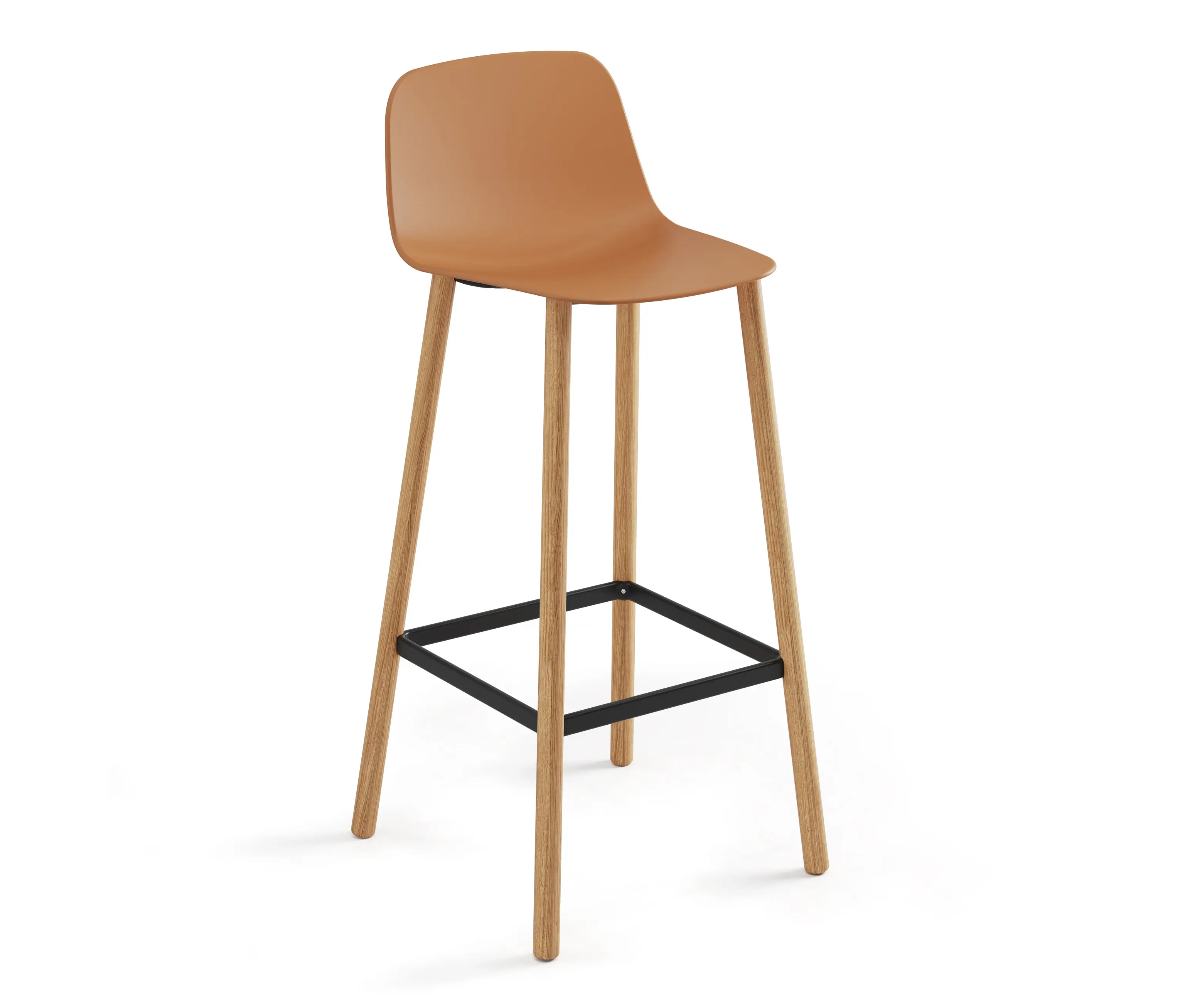 viccarbe - Maarten Plastic stool - four wooden legs base bar height