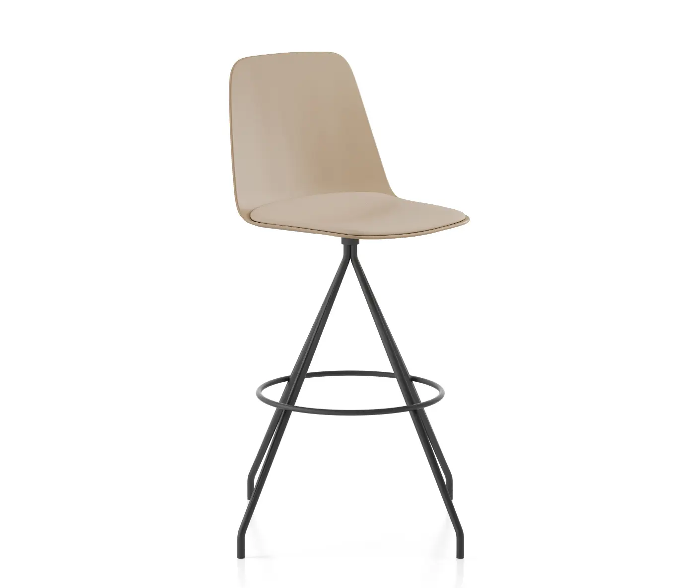 viccarbe - Maarten Plastic stool - swivel base bar height & high backrest with cushion