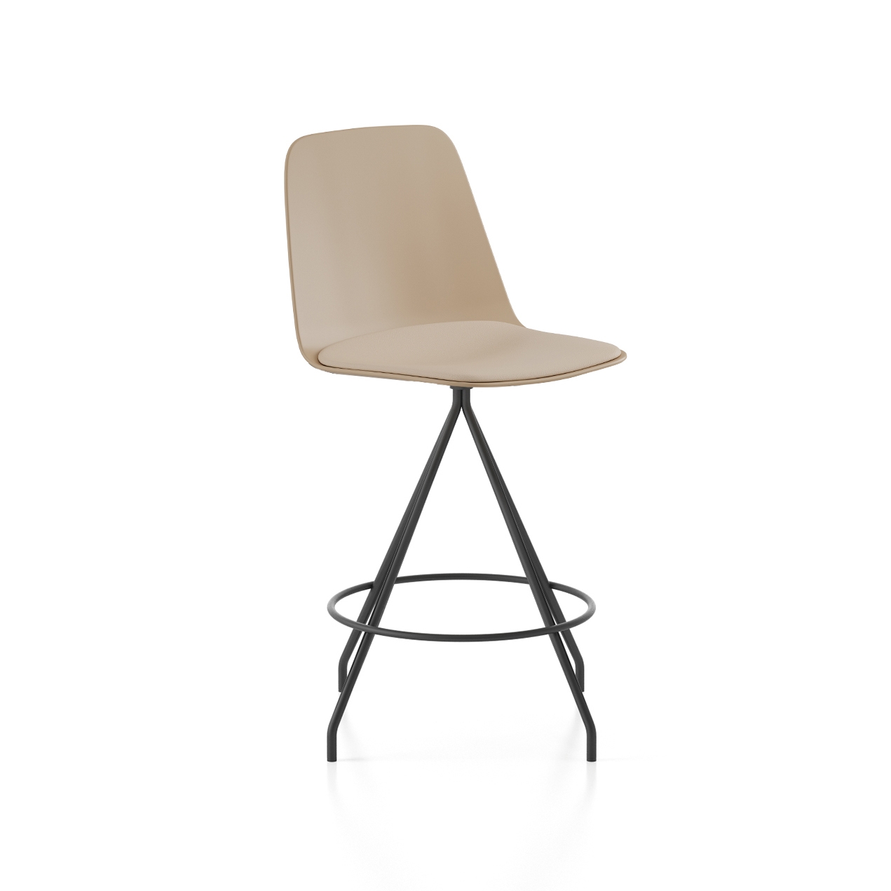 Maarten Plastic stool - swivel base counter height & high backrest with cushion