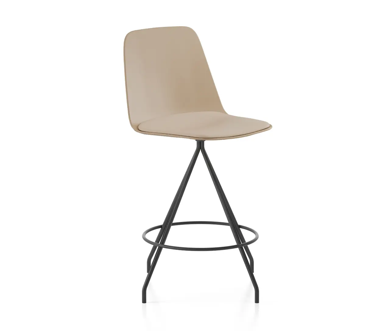 viccarbe - Maarten Plastic stool - swivel base counter height & high backrest with cushion