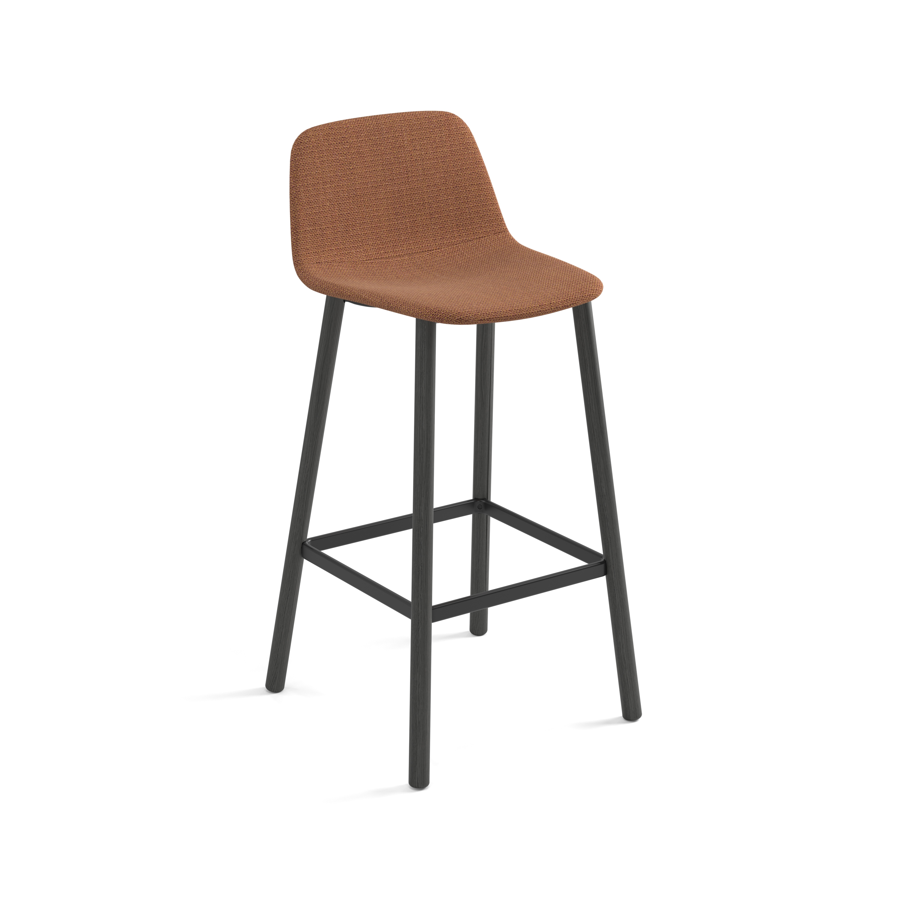 Maarten stool - four wooden legs base counter height & smooth upholstery