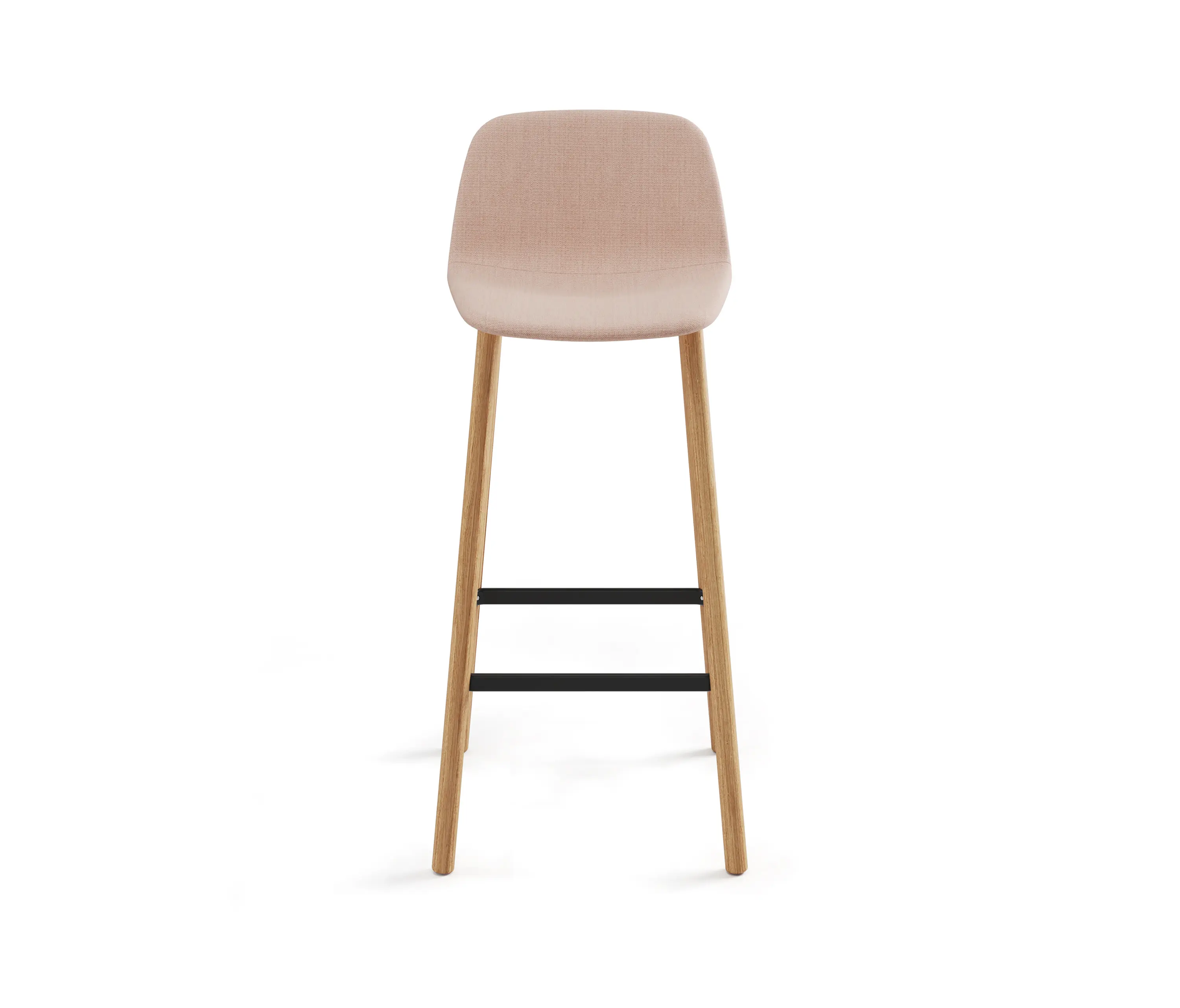 viccarbe - Maarten stool - four wooden legs base bar height & smooth upholstery