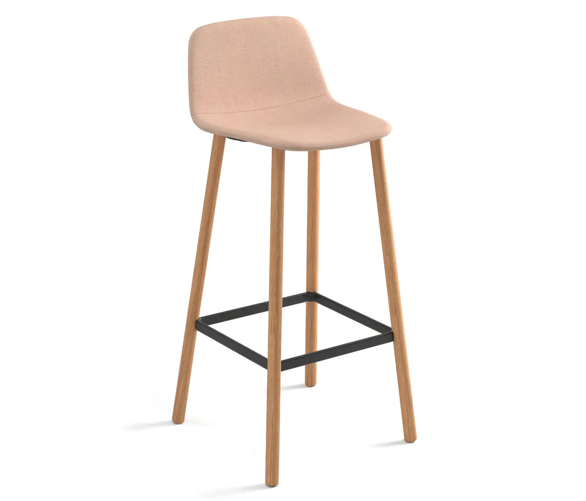 viccarbe - Maarten stool - four wooden legs base bar height & smooth upholstery