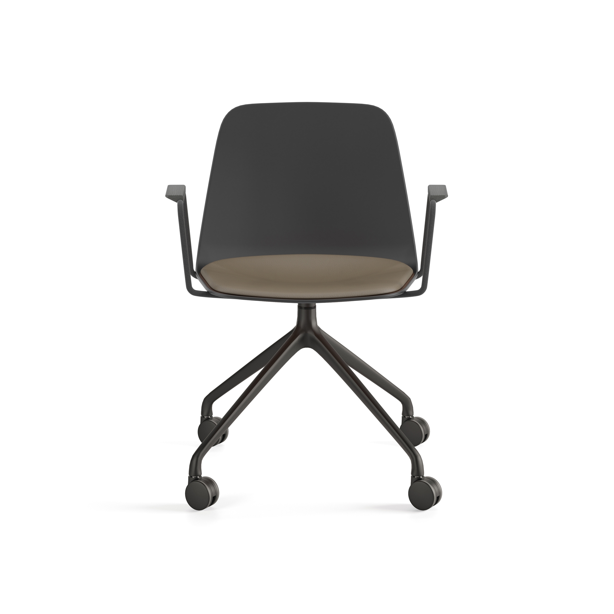 Maarten Plastic chair - pyramid swivel base with casters & cushion