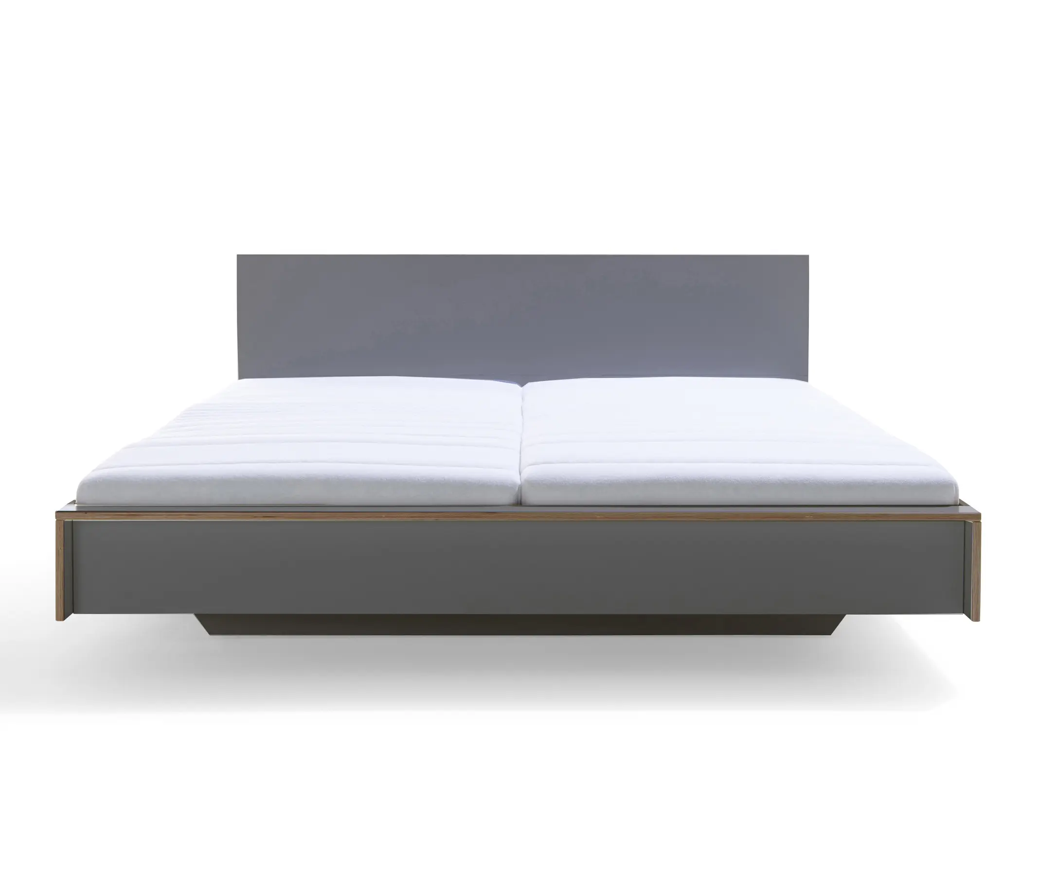 Müller small living - Flai Bed CPL anthracite with headboard