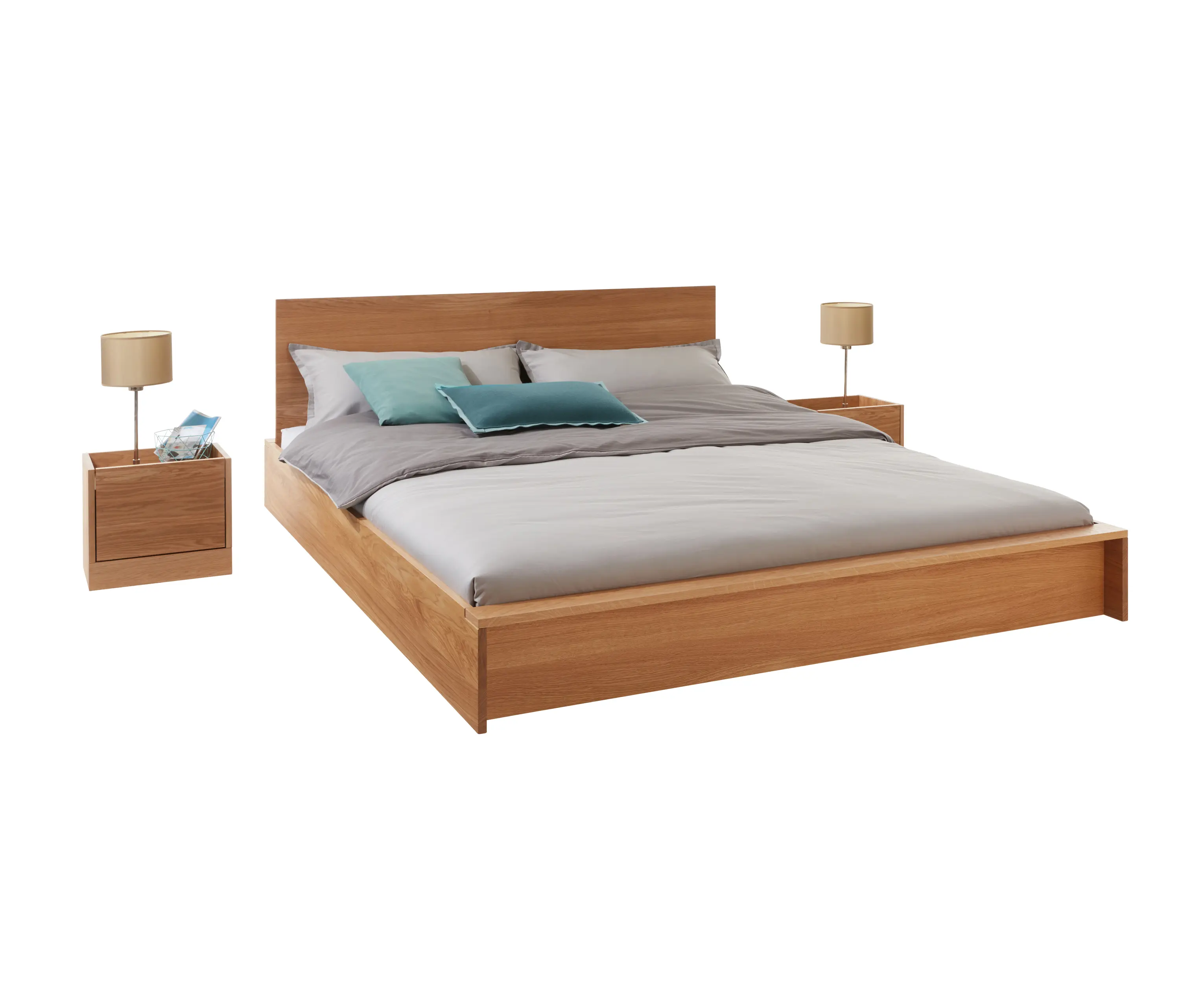 Müller small living - Flai Bed solid oak with headboard