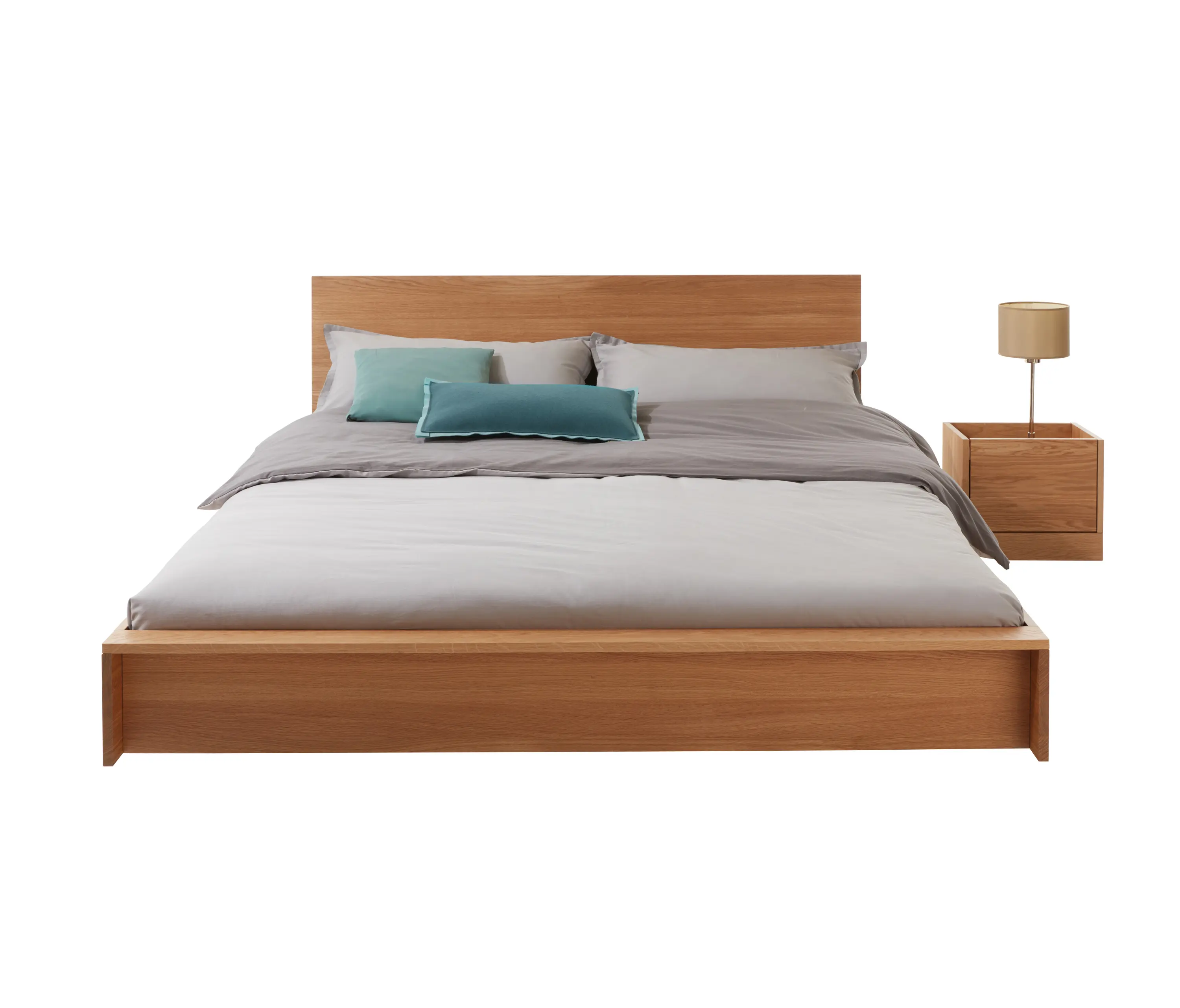 Müller small living - Flai Bed solid oak with headboard