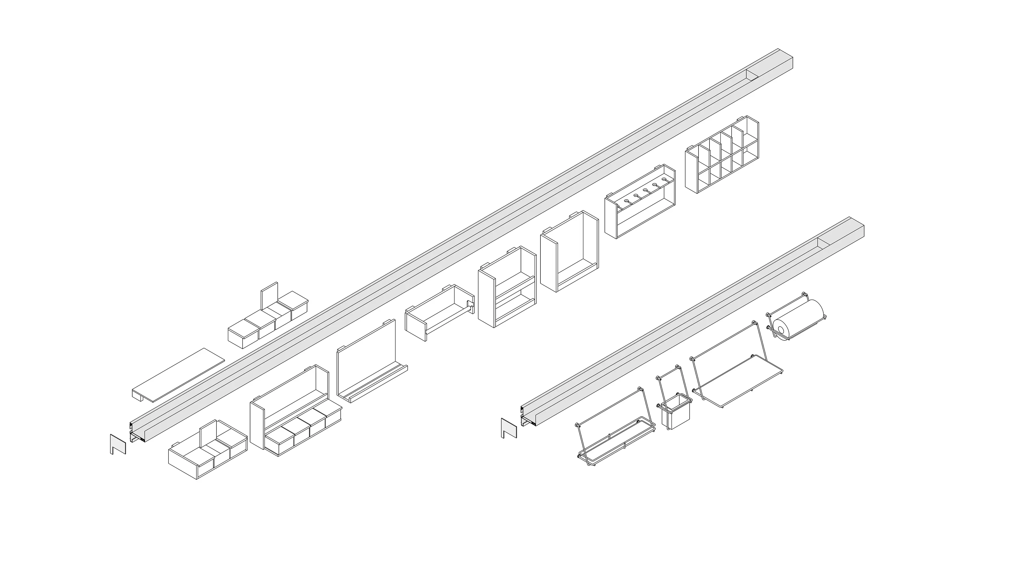 Arclinea - Utensil Hanger with led profile