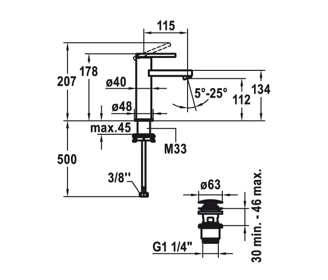 KWC Home - KWC AVA E Mitigeur à levier avec Push Open