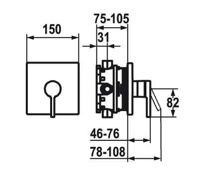 KWC Home - KWC AVA E Trim kit with function unit shower