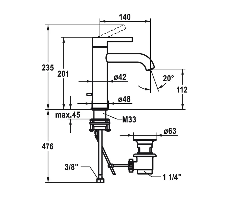 KWC Home - KWC BEVO Lever mixer CoolFix with pop-up valve