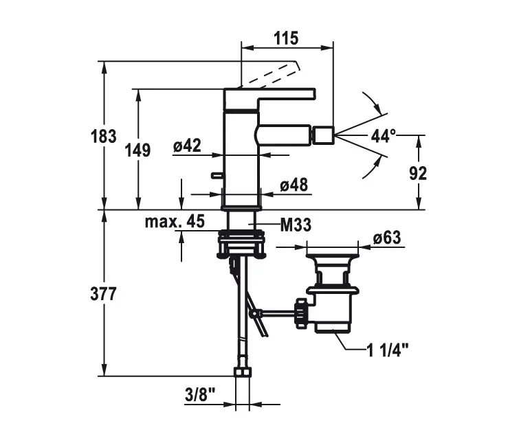 KWC Home - KWC BEVO Mitigeur à levier Bidet avec vidage