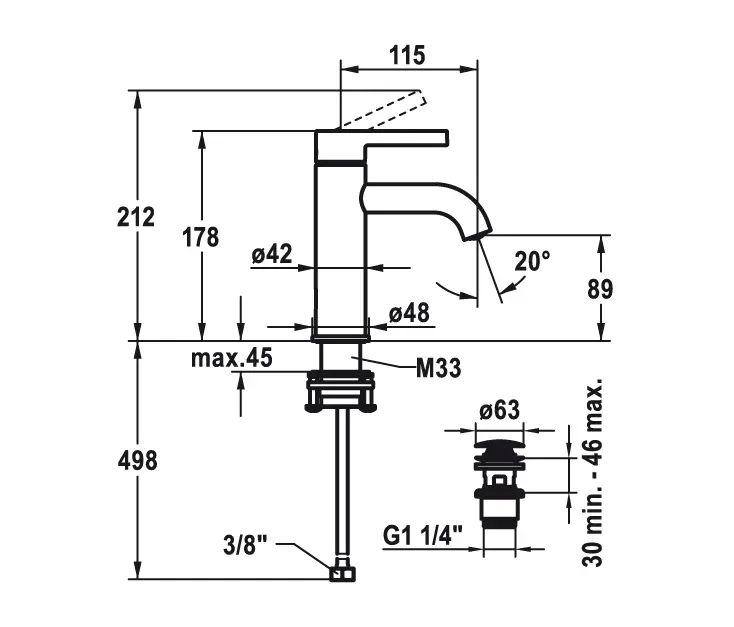 KWC Home - KWC BEVO Lever mixer with Push Open