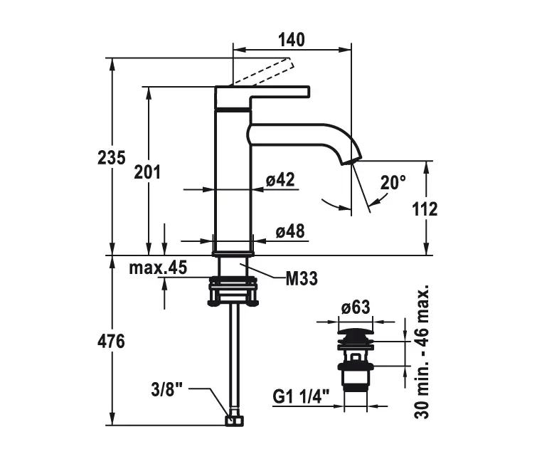 KWC Home - KWC BEVO Mitigeur à levier avec Push Open