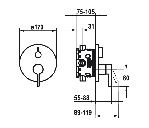KWC Home - KWC BEVO Trim kit with function unit tub