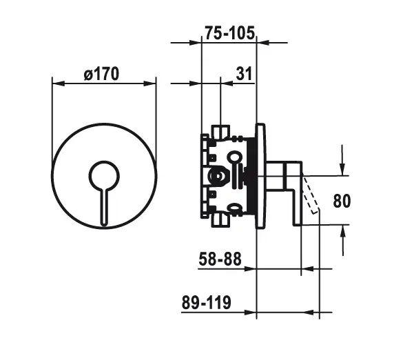 KWC Home - KWC BEVO Trim kit with function unit shower