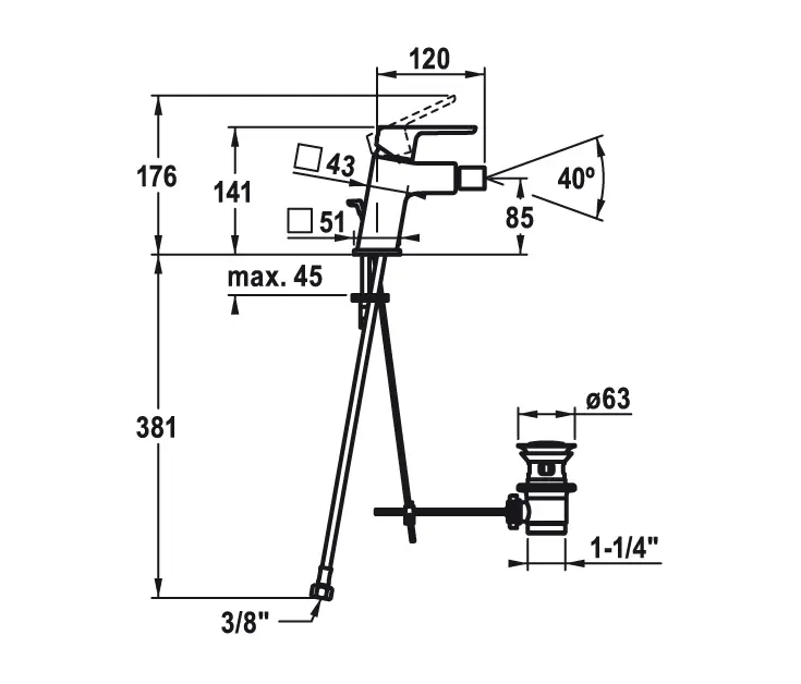KWC Home - KWC MONTA Lever mixer Bidet with pop-up valve