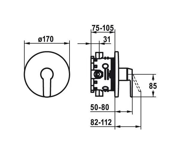 KWC Home - KWC MONTA Trim kit with function unit shower