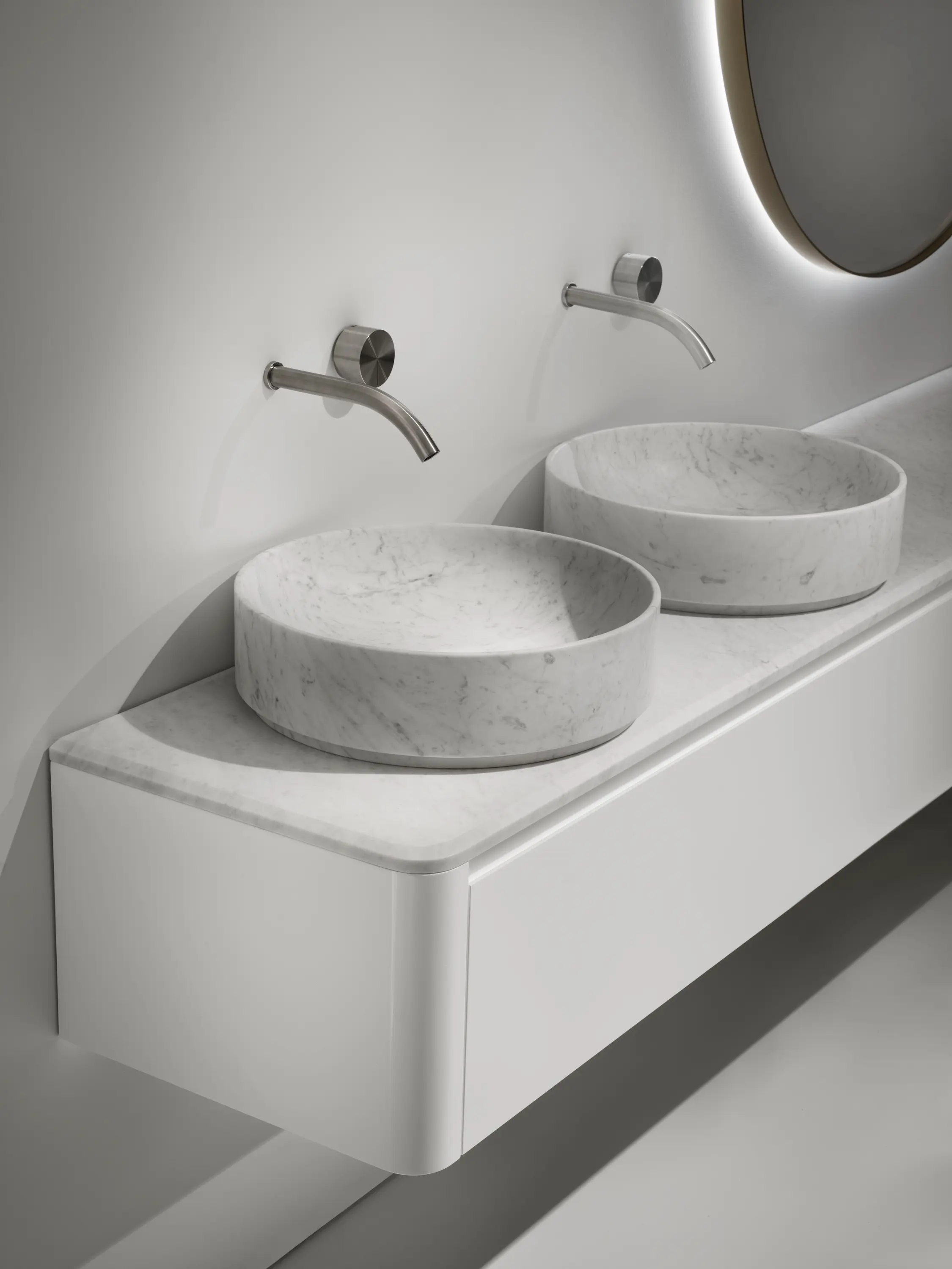 Falper - ViaVeneto Classic G | Mobile Bagno a due Cassetti, Top Bisellato e Lavabo in Marmo lunghezza 240