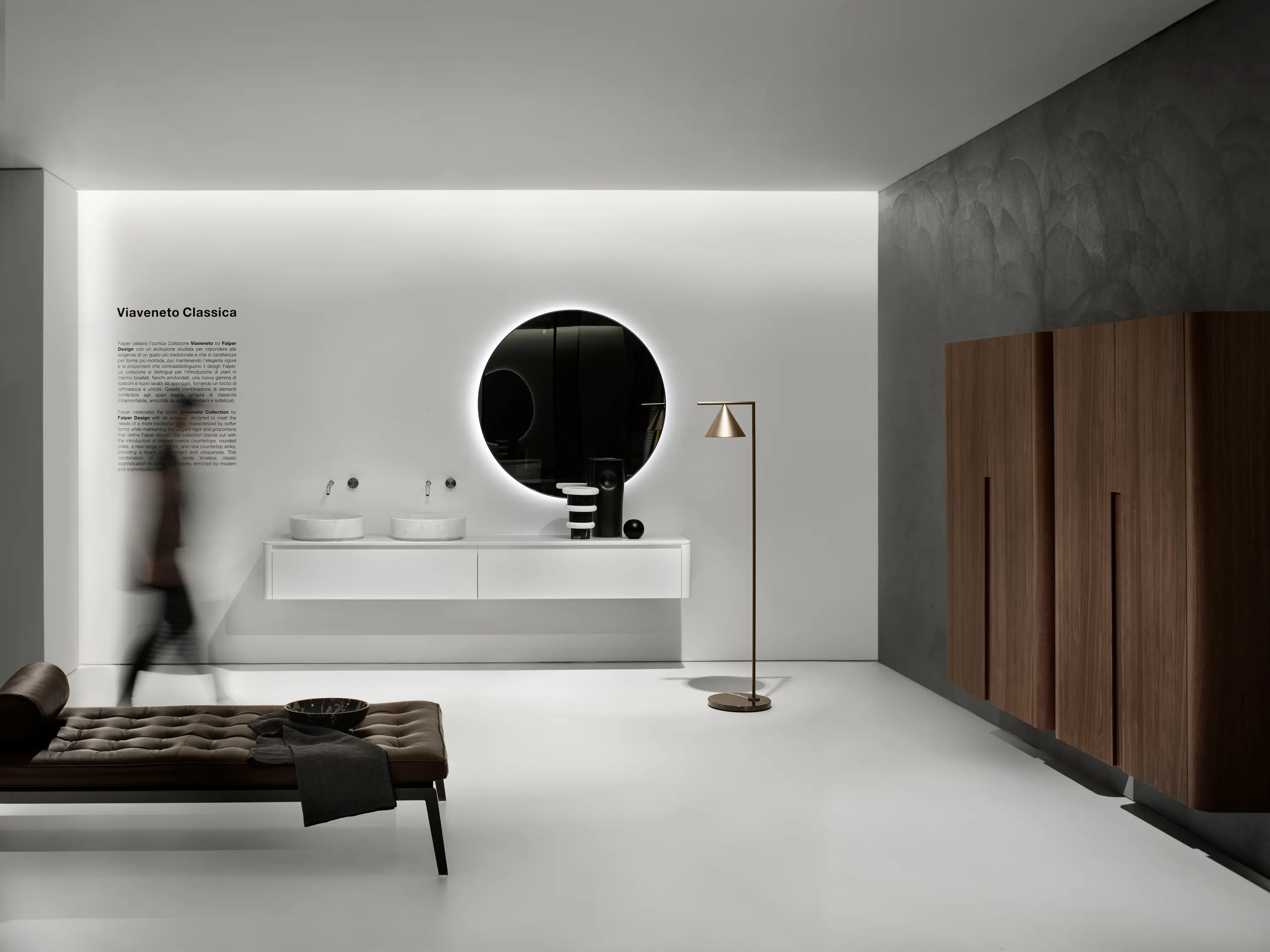 Falper - ViaVeneto Classic G | Mobile Bagno a due Cassetti, Top Bisellato e Lavabo in Marmo lunghezza 240