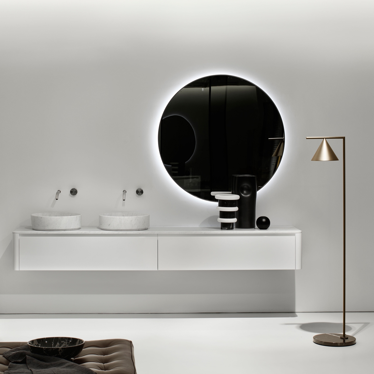 Produkt ViaVeneto Classic G | Bathroom Cabinet with Two Drawers, Beveled Top, and Marble Sink, Length 240 des Herstellers Falper anzeigen