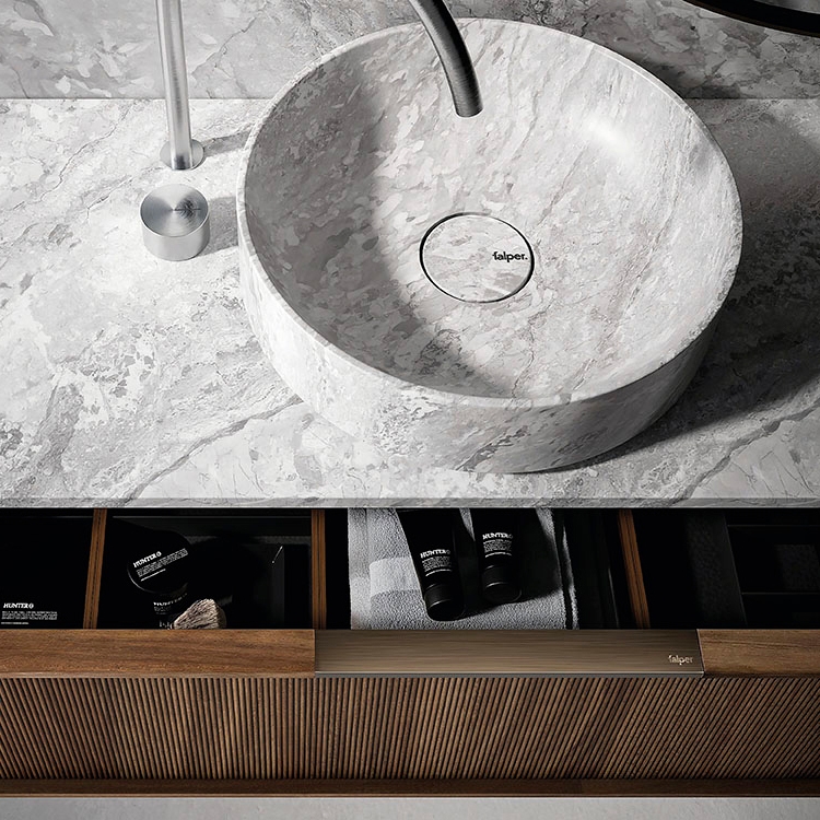 Display product ViaVeneto Frame | Cabinet with Drawer, Marble Top and Sink, Length 120 cm from manufacturer Falper