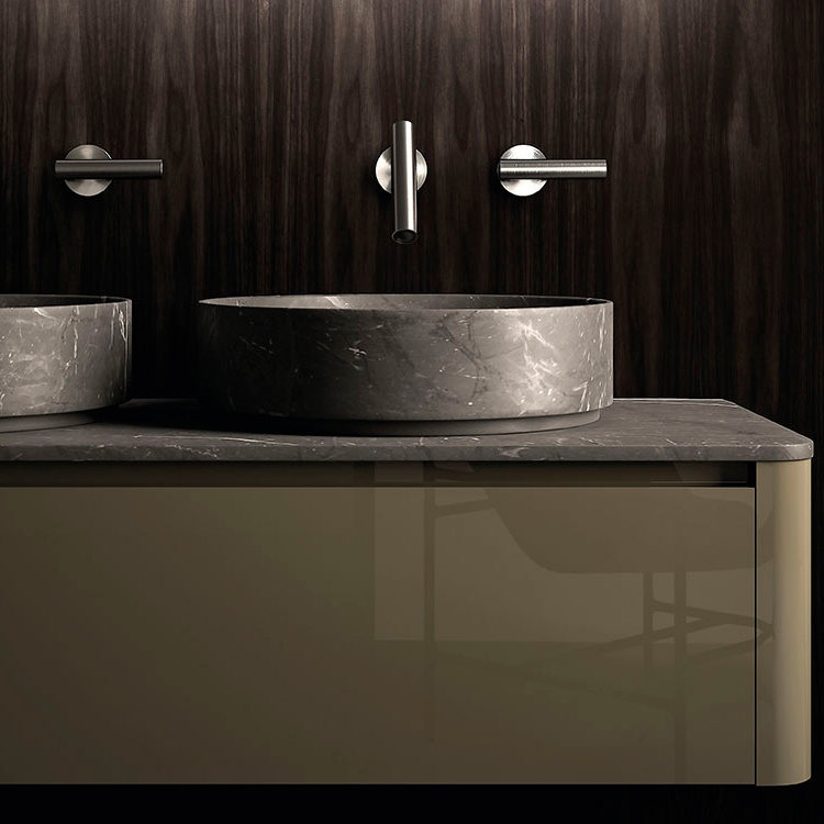 Display product ViaVeneto Classic G | Single-Drawer Bathroom Cabinet with Beveled Marble Top and Countertop Sink, Length 240cm from manufacturer Falper