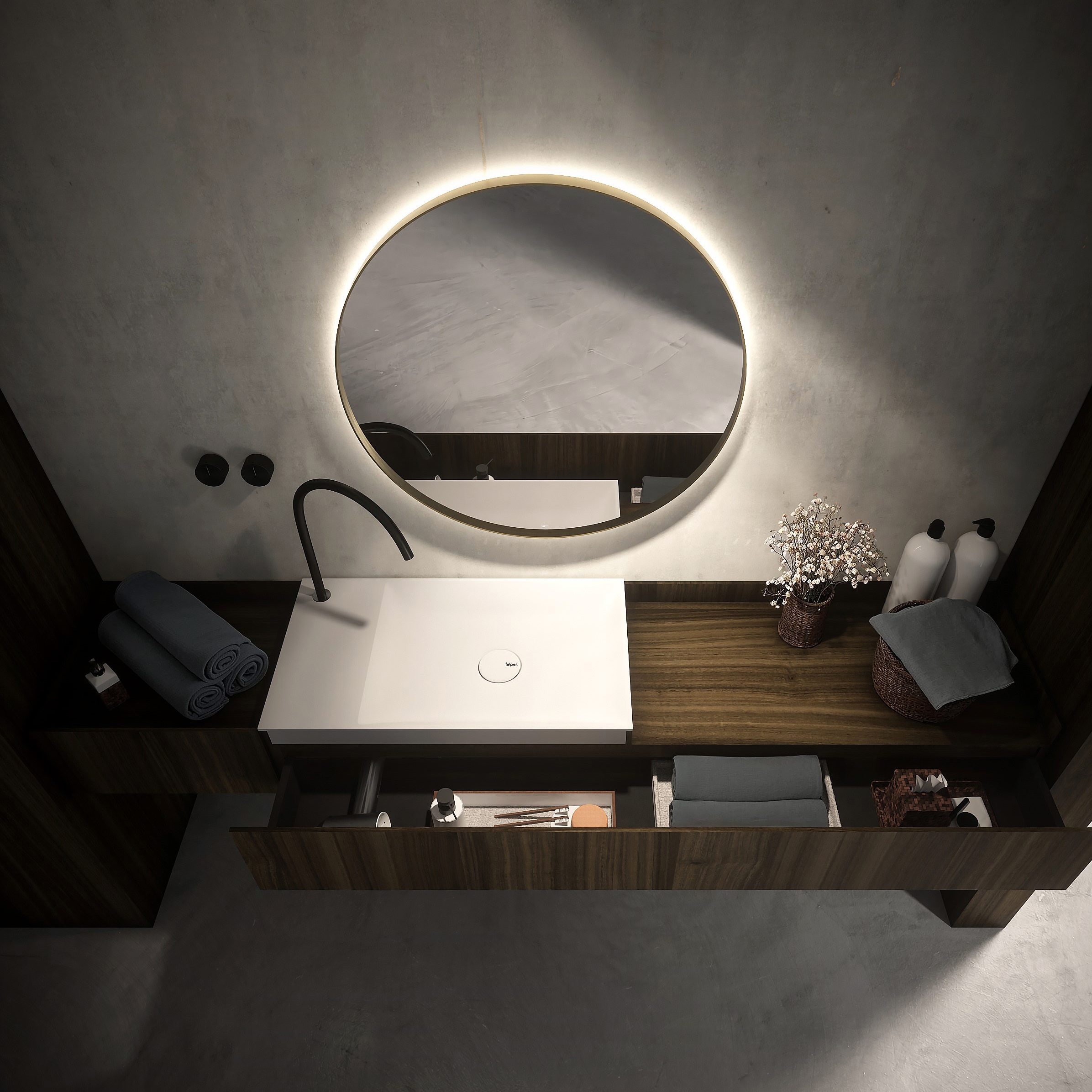 Display product Ma Elements | Sink Cabinet with Tray for Accessories, Length 180 cm from manufacturer Falper