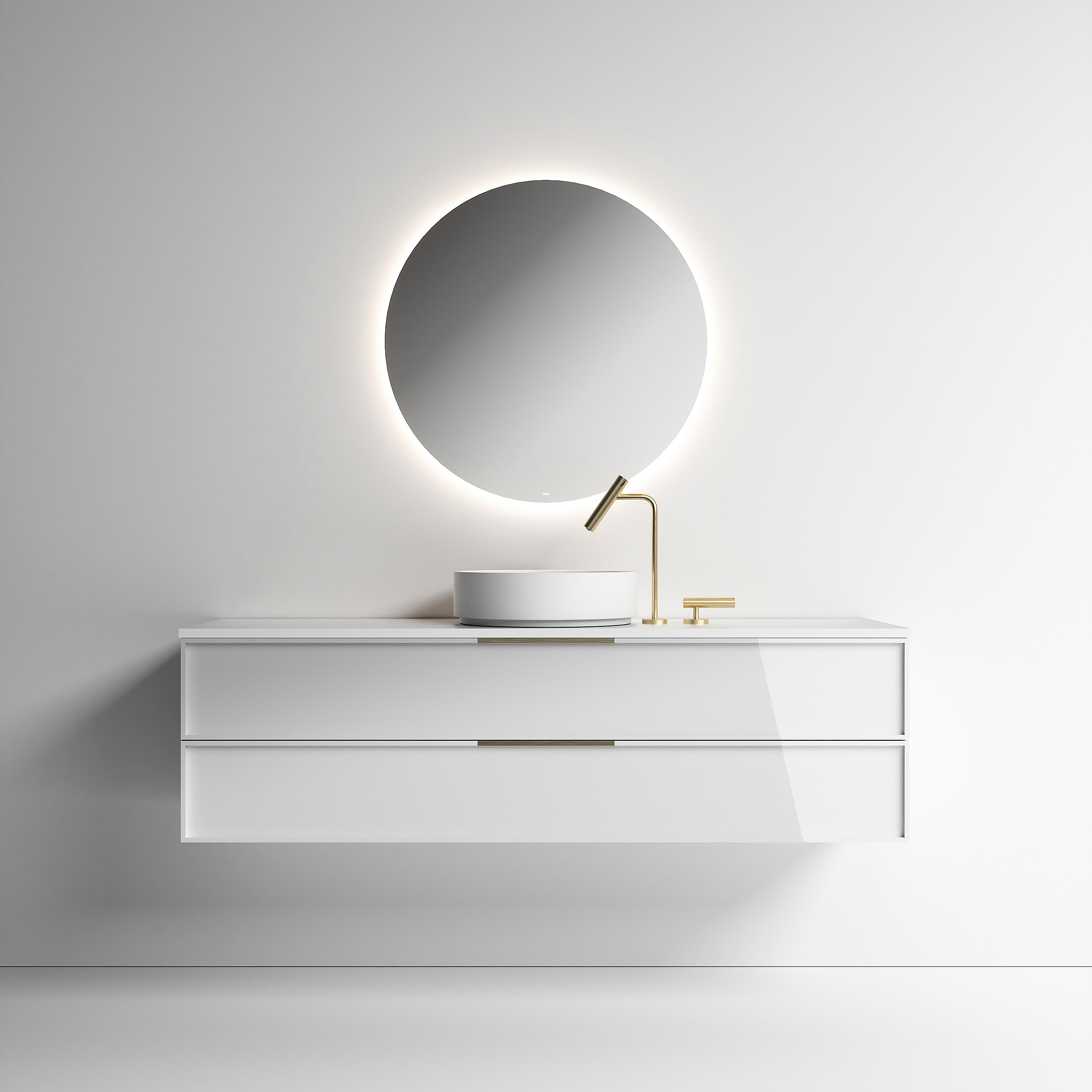 ViaVeneto Frame | Two-Drawer Cabinet with Cristalplant Top and Countertop Cristalplant Sink, Length 120 cm