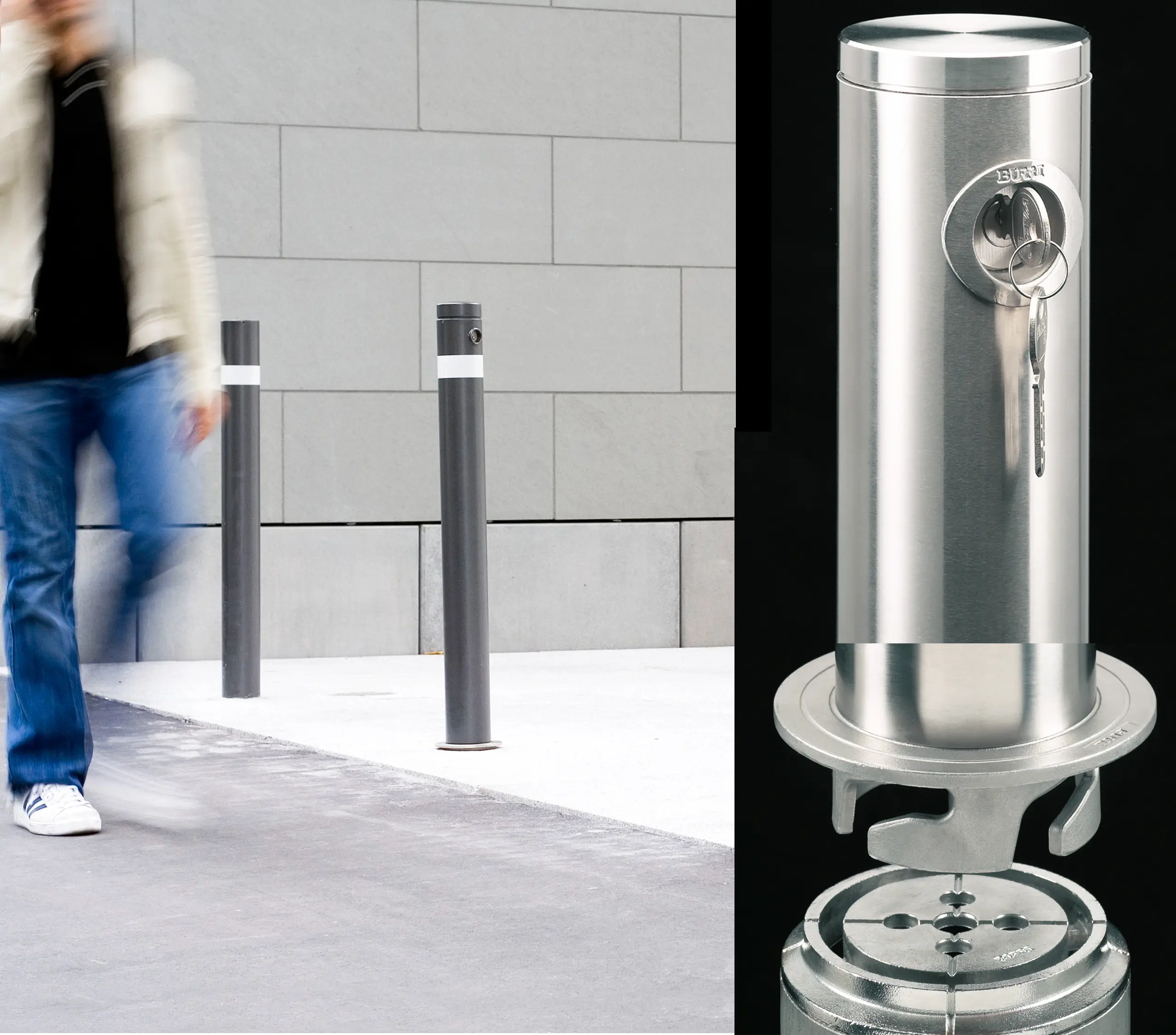BURRI - Public Bollard removable barrier post – stainless steel