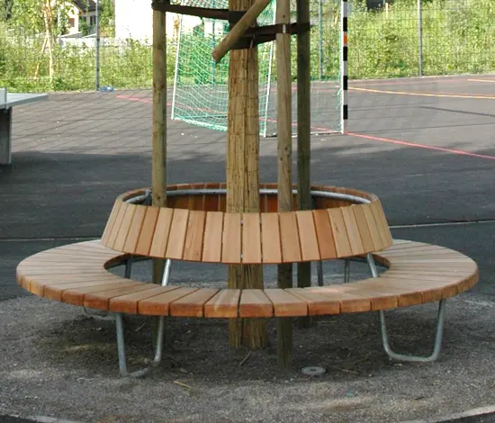 BURRI - Round bench with backrest