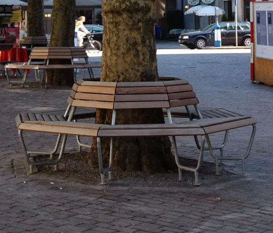 BURRI - 8-edges bench with backrest